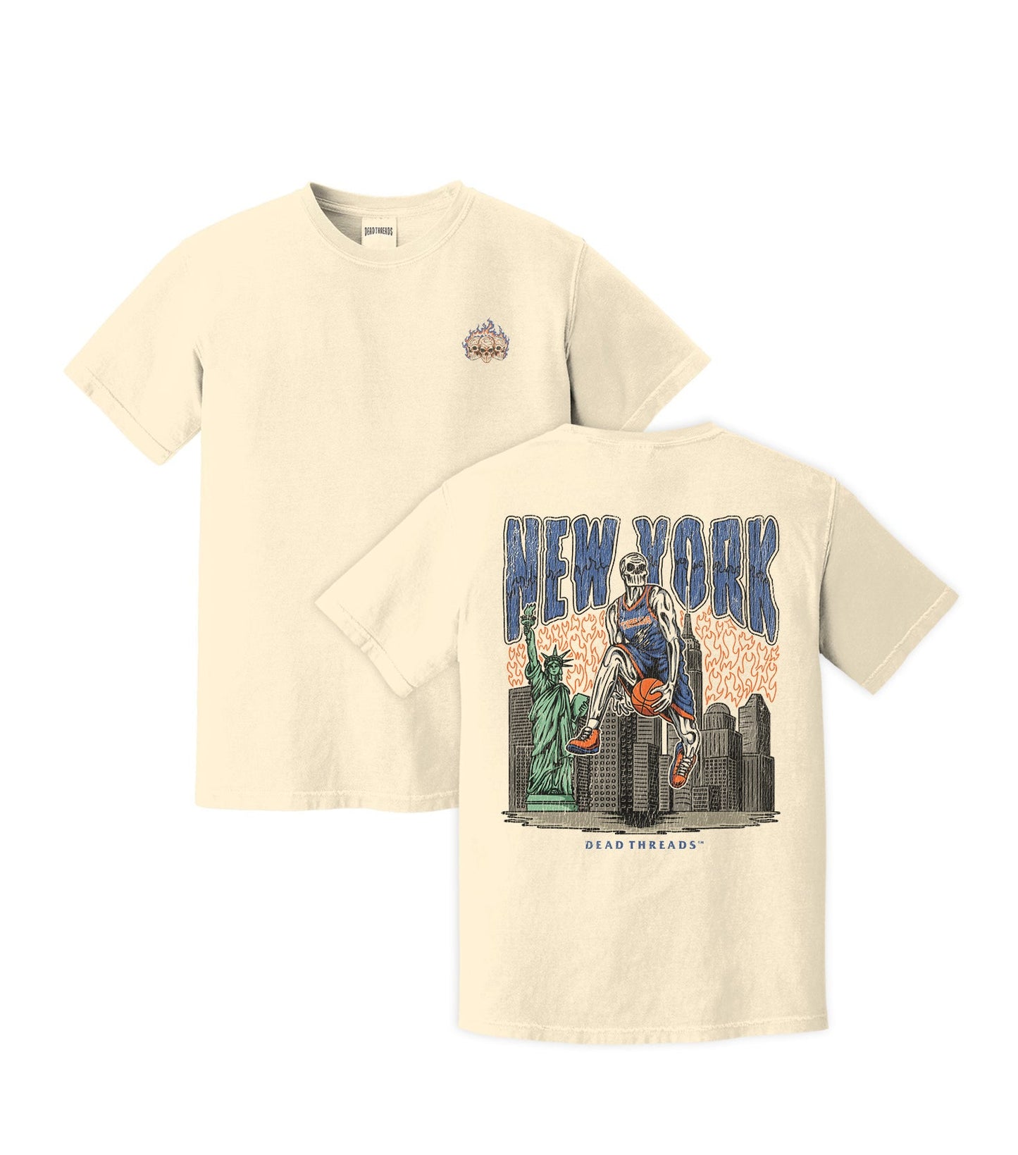 NEW YORK BASKETBALL - “3 SKULL” PREMIUM T - SHIRT – T-Shirt – Dead Threads Apparel