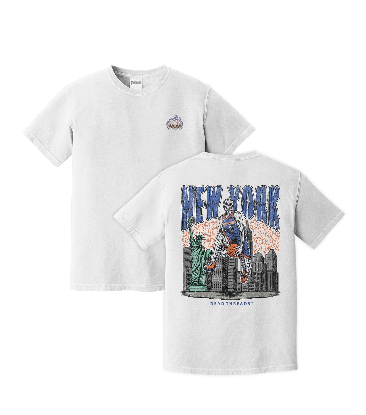 NEW YORK BASKETBALL - “3 SKULL” PREMIUM T - SHIRT – T-Shirt – Dead Threads Apparel