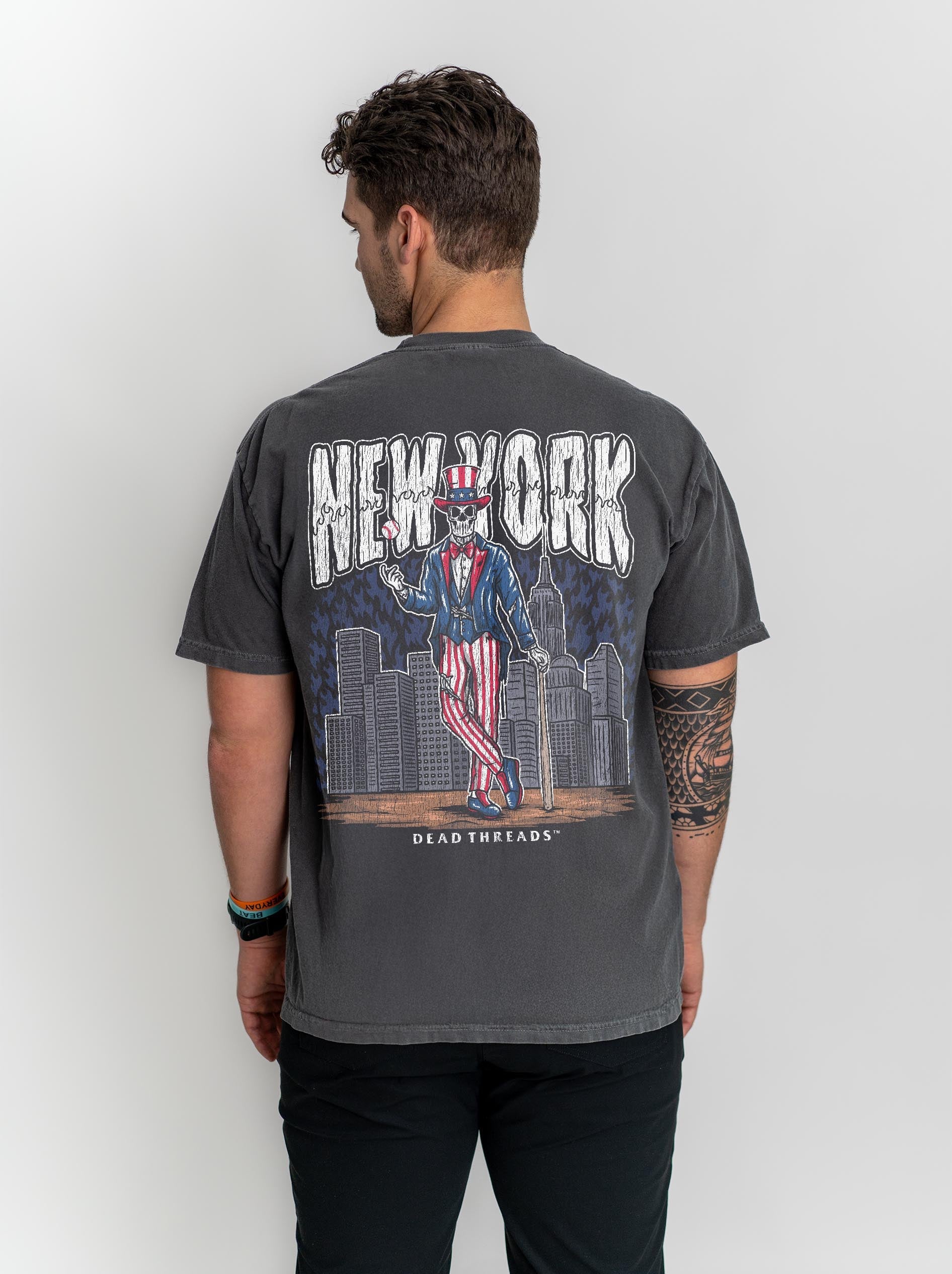 NEW YORK "BRONX" BASEBALL - "3 SKULL" PREMIUM SHIRT – T-Shirt – Dead Threads Apparel