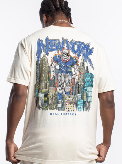 NEW YORK FOOTBALL BLUE - "3 SKULL" PREMIUM SHIRT – T-Shirt – Dead Threads Apparel