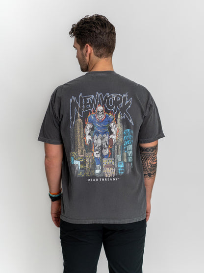 NEW YORK FOOTBALL BLUE - "3 SKULL" PREMIUM SHIRT – T-Shirt – Dead Threads Apparel