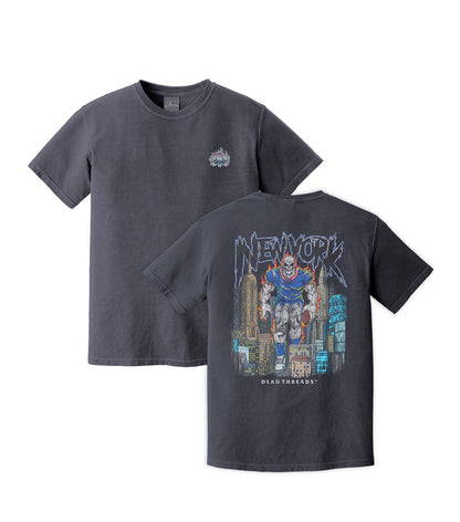 NEW YORK FOOTBALL BLUE - "3 SKULL" PREMIUM SHIRT – T-Shirt – Dead Threads Apparel