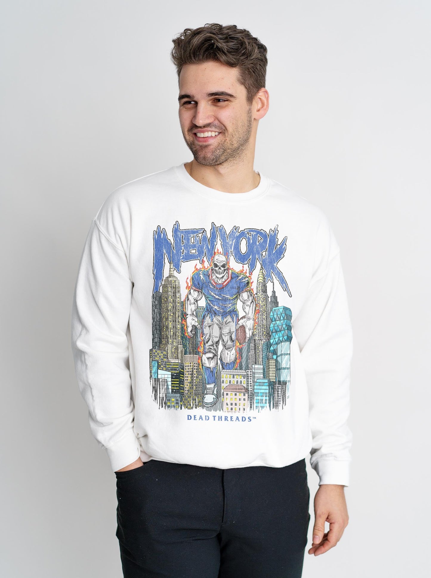 NEW YORK FOOTBALL BLUE CREWNECK SWEATSHIRT – Sweatshirt – Dead Threads Apparel