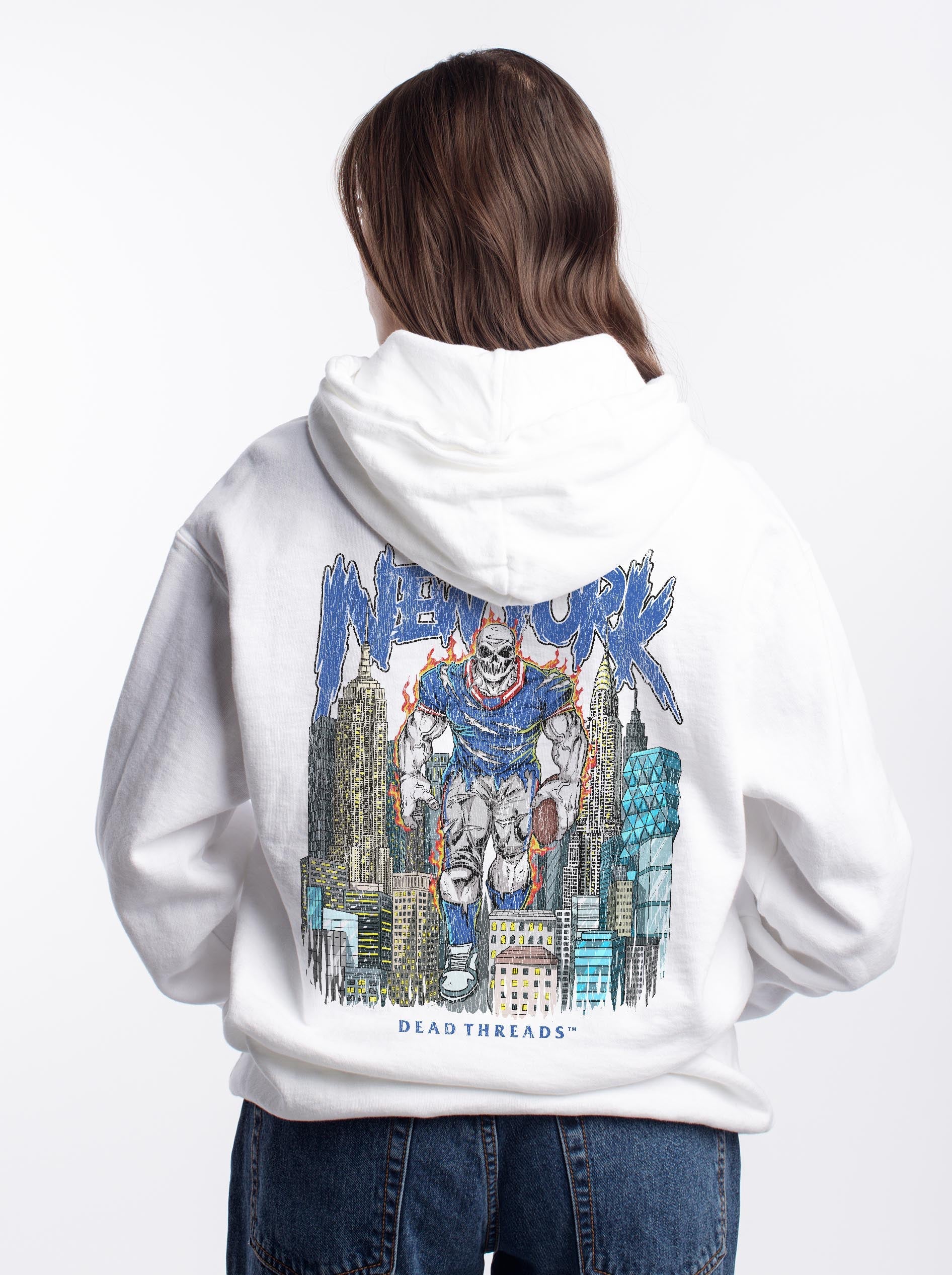 NEW YORK FOOTBALL BLUE - “DT ESSENTIAL" HOODIE – Hoodie – Dead Threads Apparel
