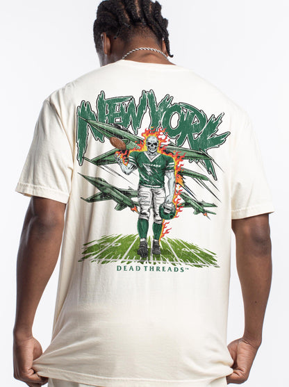 NEW YORK FOOTBALL GREEN - "3 SKULL" PREMIUM T - SHIRT – T-Shirt – Dead Threads Apparel