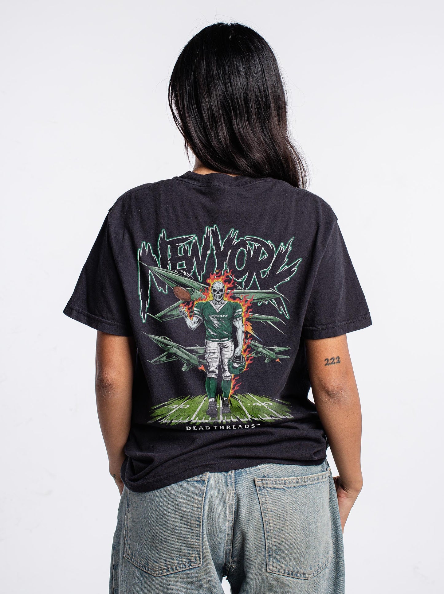 NEW YORK FOOTBALL GREEN - "3 SKULL" PREMIUM T - SHIRT – T-Shirt – Dead Threads Apparel