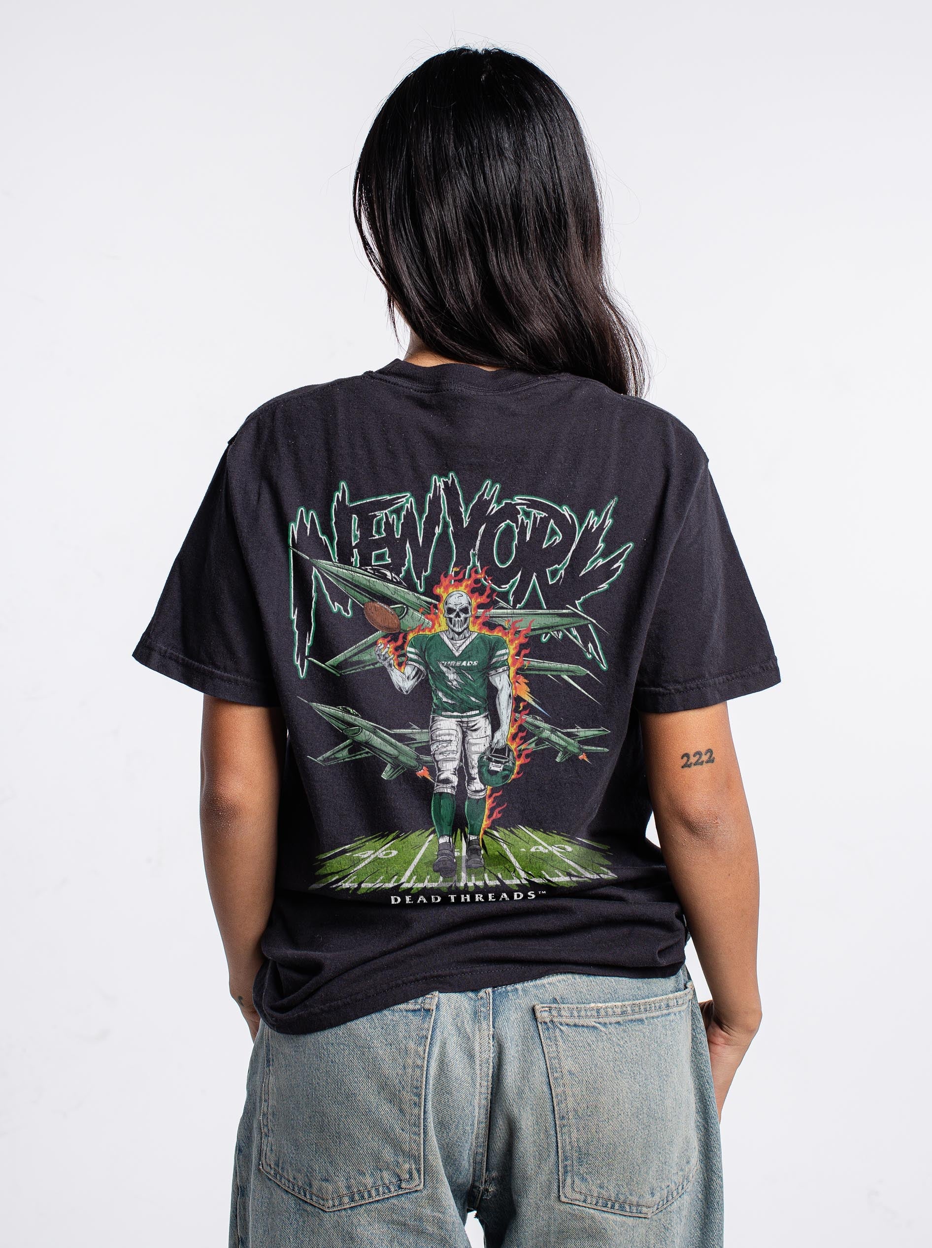 NEW YORK FOOTBALL GREEN - "3 SKULL" PREMIUM T - SHIRT – T-Shirt – Dead Threads Apparel