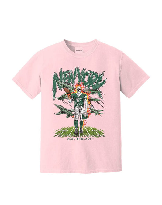 NEW YORK FOOTBALL GREEN - PINK – T-Shirt – Dead Threads Apparel