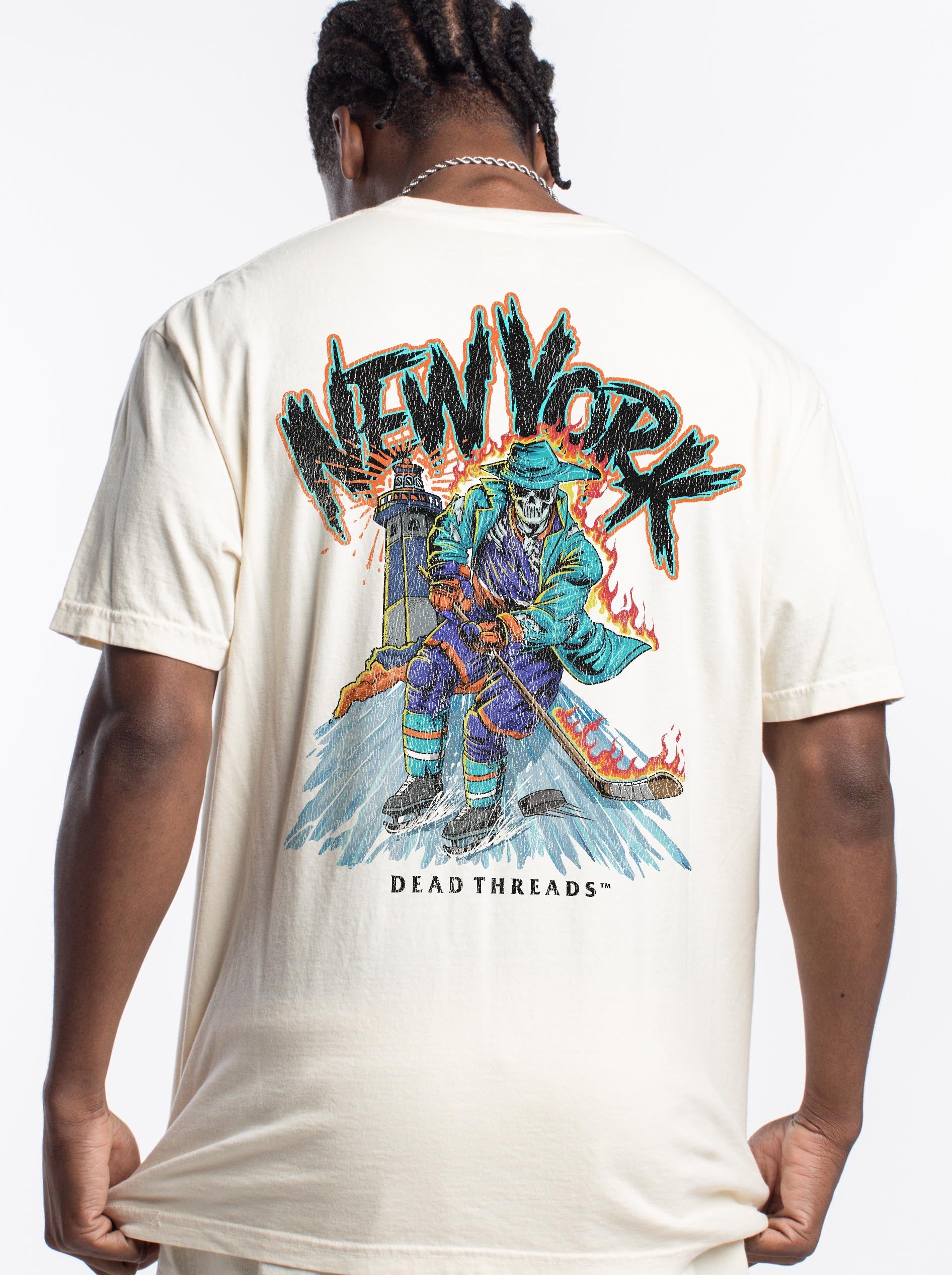 NEW YORK HOCKEY "THE ISLANDER" - “3 SKULL” PREMIUM T - SHIRT – T-Shirt – Dead Threads Apparel