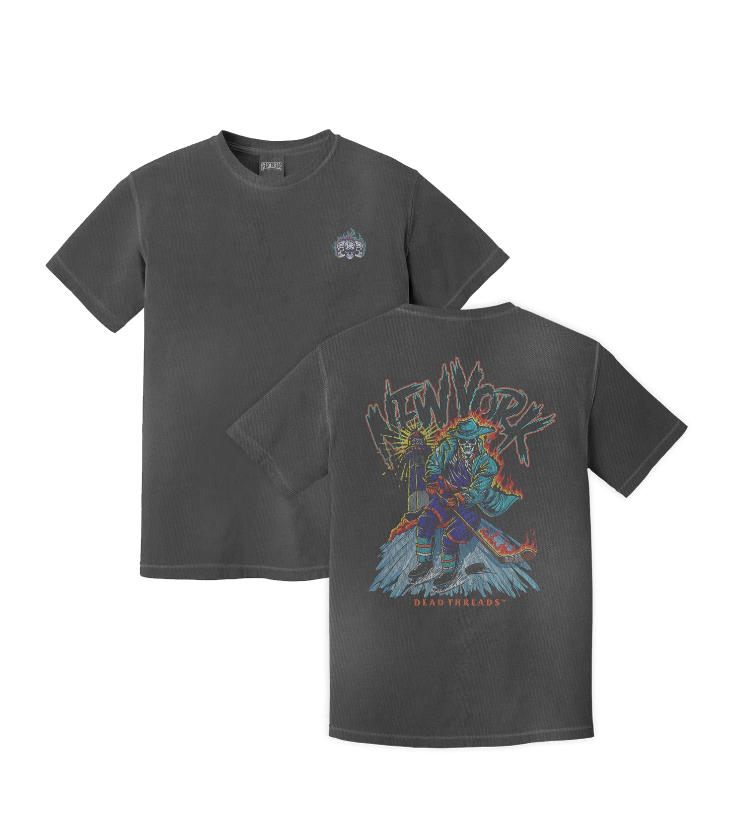 NEW YORK HOCKEY "THE ISLANDER" - “3 SKULL” PREMIUM T - SHIRT – T-Shirt – Dead Threads Apparel