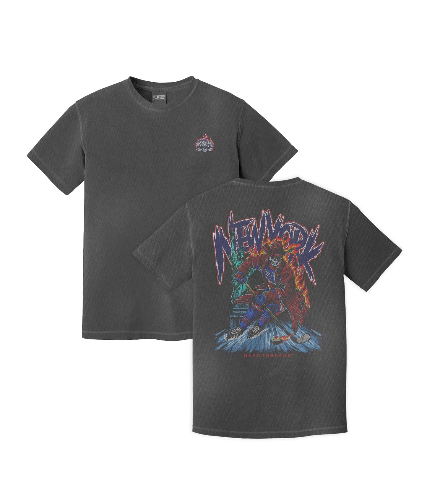 NEW YORK HOCKEY "THE RANGER" - “3 SKULL” PREMIUM T - SHIRT – T-Shirt – Dead Threads Apparel