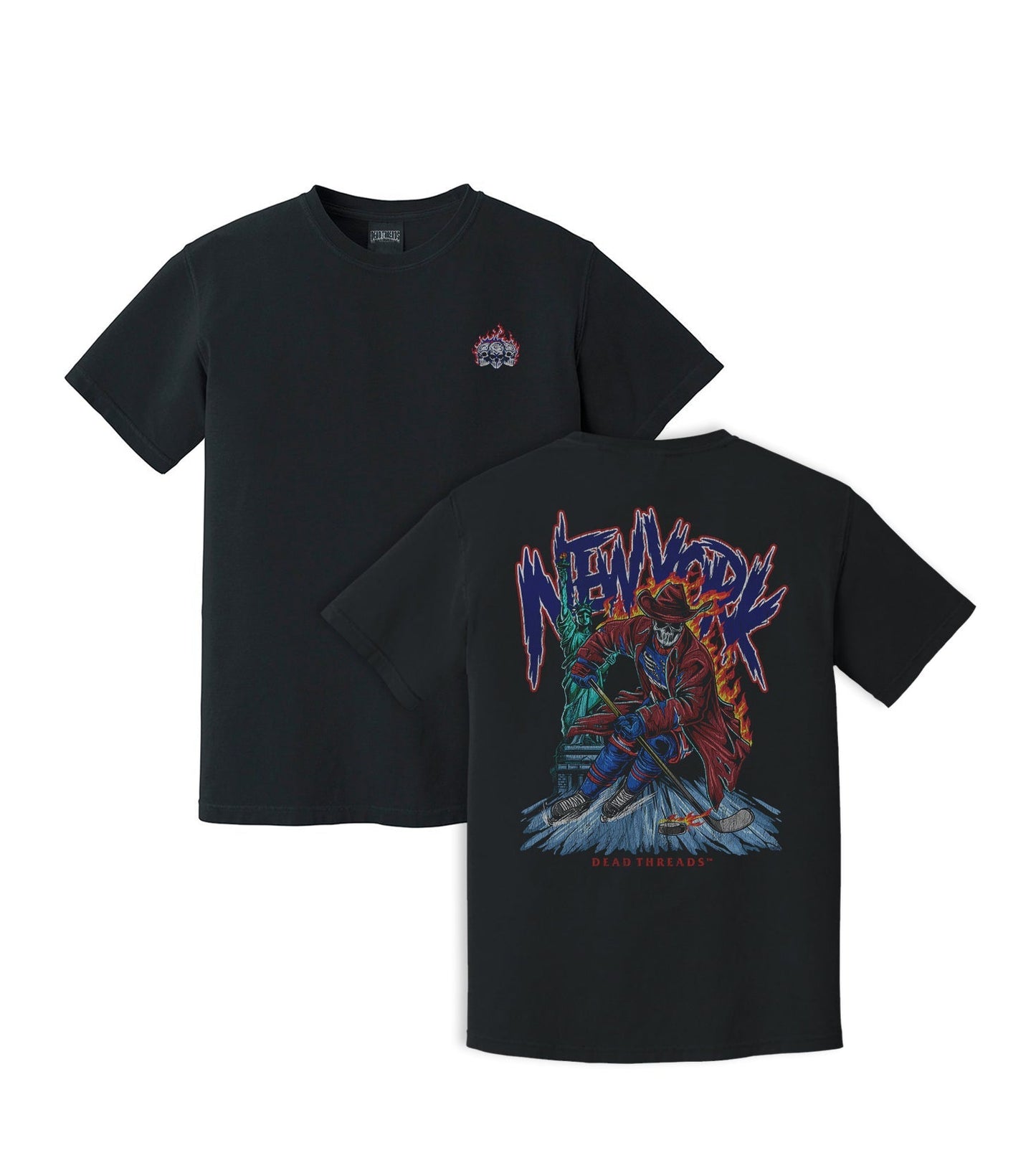 NEW YORK HOCKEY "THE RANGER" - “3 SKULL” PREMIUM T - SHIRT – T-Shirt – Dead Threads Apparel