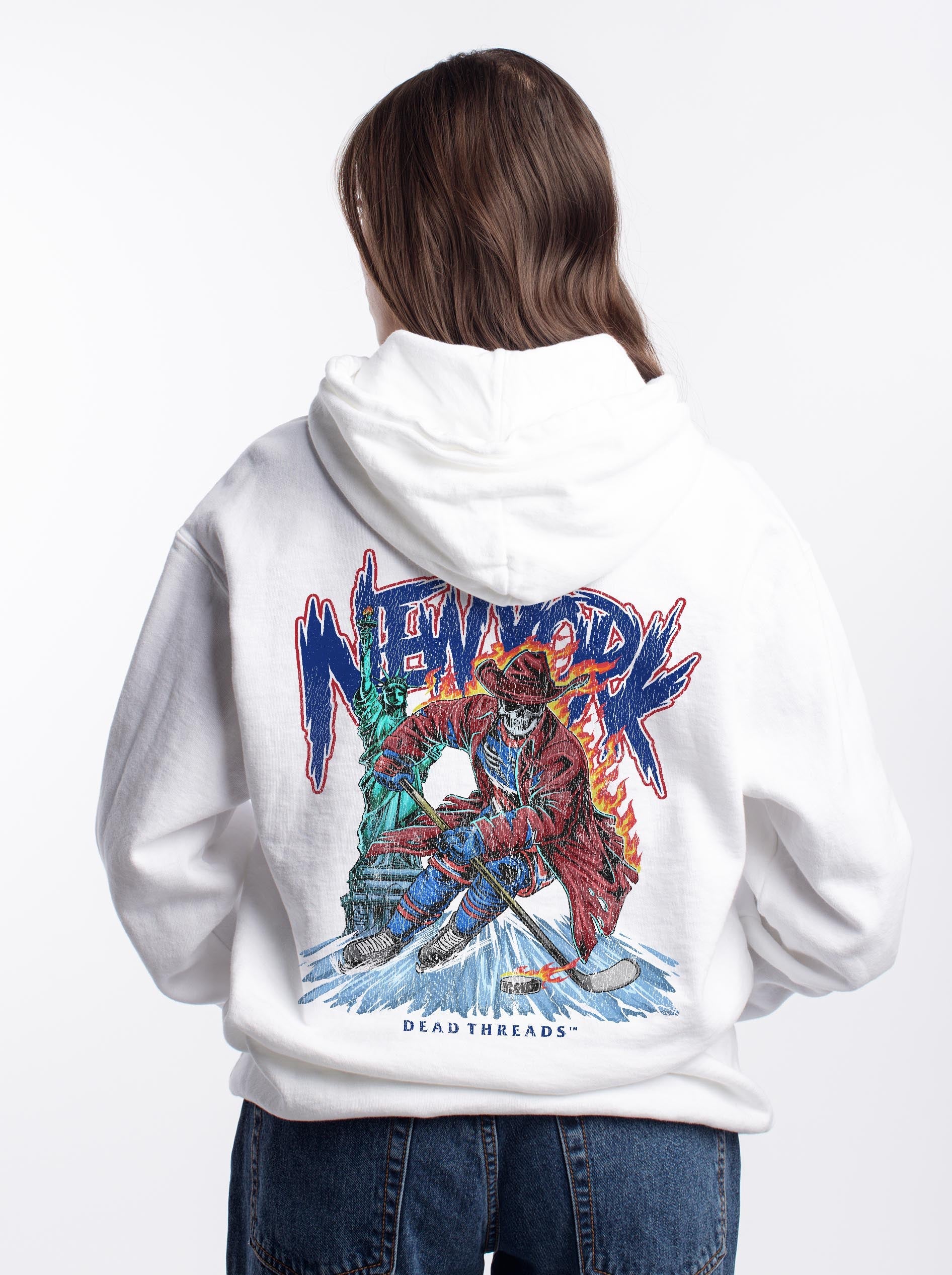 NEW YORK HOCKEY "THE RANGER" - “DT ESSENTIAL" HOODIE – Hoodie – Dead Threads Apparel