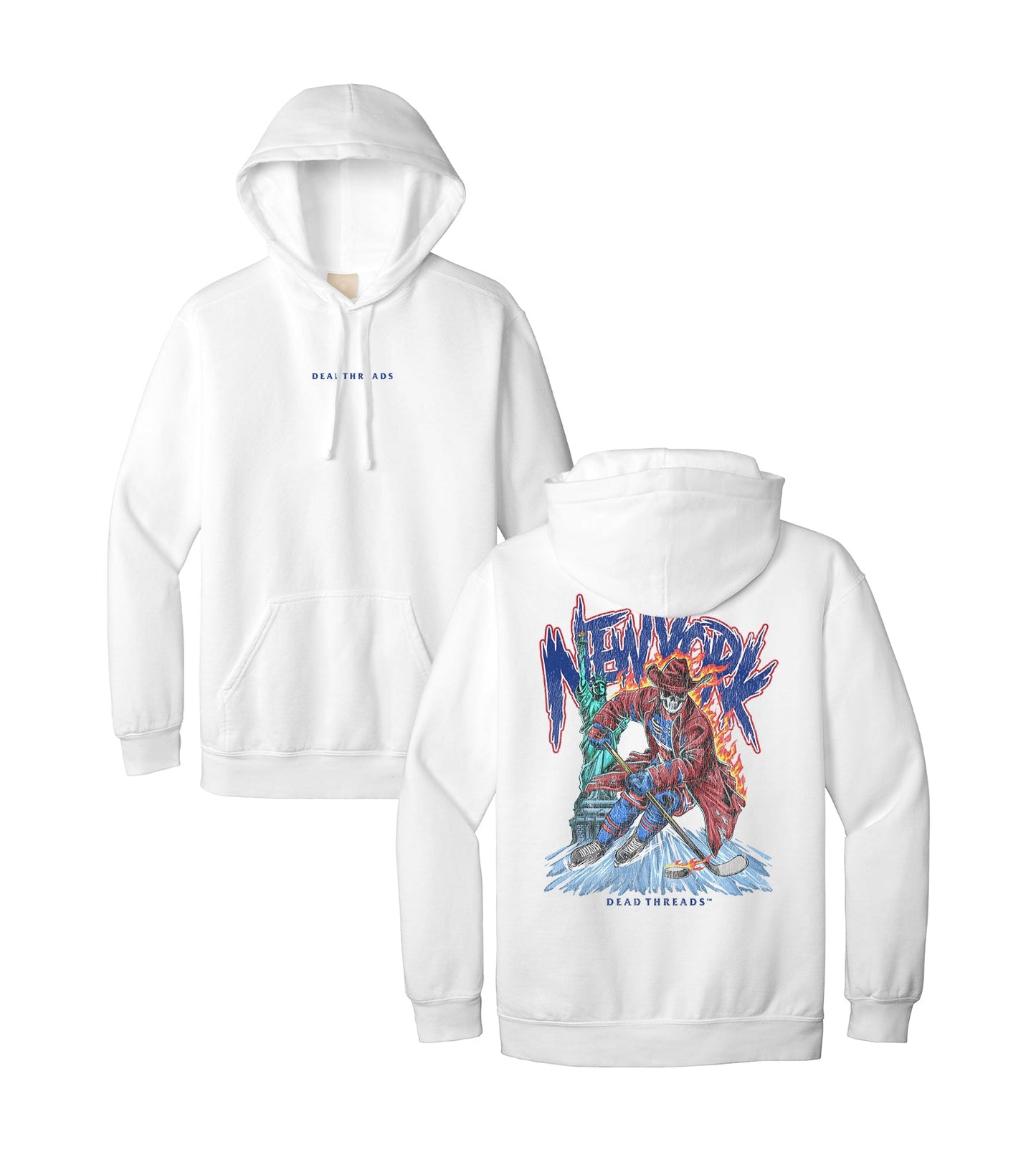 NEW YORK HOCKEY "THE RANGER" - “DT ESSENTIAL" HOODIE – Hoodie – Dead Threads Apparel