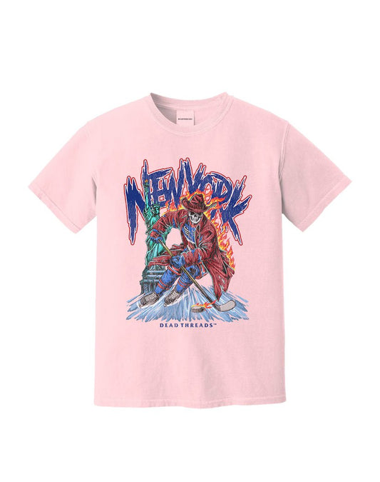 NEW YORK HOCKEY "THE RANGER" - PINK – T-Shirt – Dead Threads Apparel