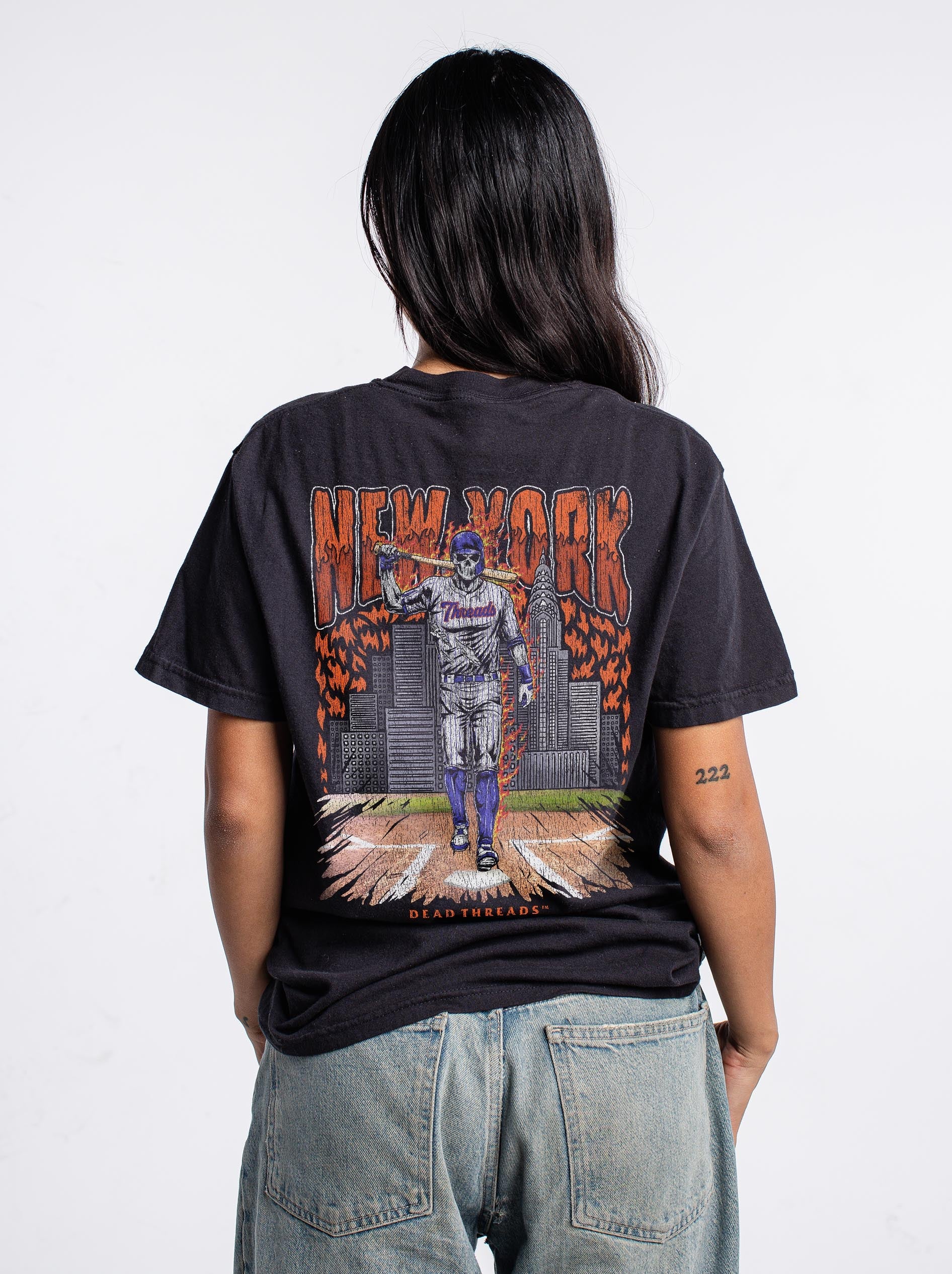 NEW YORK “QUEENS” BASEBALL - "3 SKULL" PREMIUM T - SHIRT – T-Shirt – Dead Threads Apparel