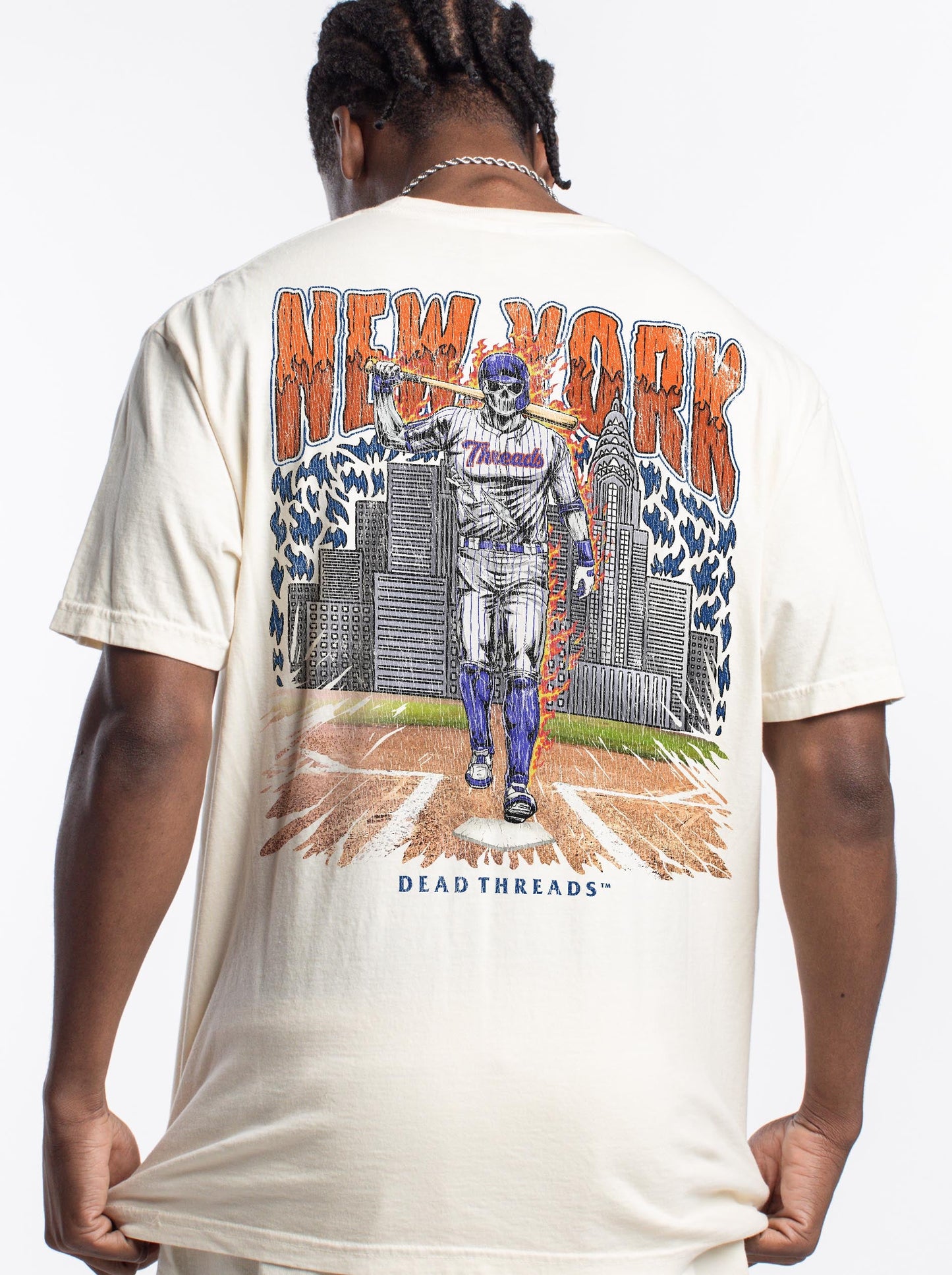 NEW YORK “QUEENS” BASEBALL - "3 SKULL" PREMIUM T - SHIRT – T-Shirt – Dead Threads Apparel