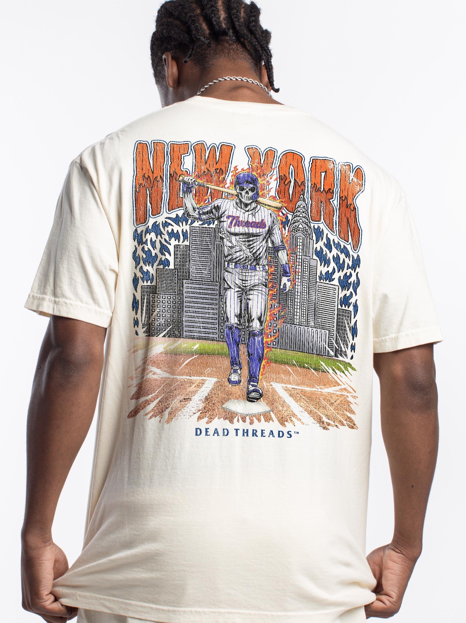 NEW YORK “QUEENS” BASEBALL - "3 SKULL" PREMIUM T - SHIRT – T-Shirt – Dead Threads Apparel
