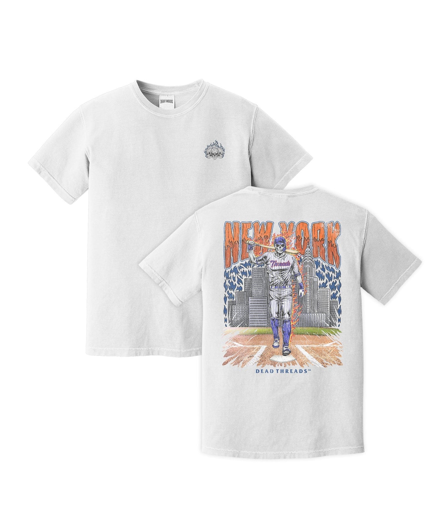 NEW YORK “QUEENS” BASEBALL - "3 SKULL" PREMIUM T - SHIRT – T-Shirt – Dead Threads Apparel