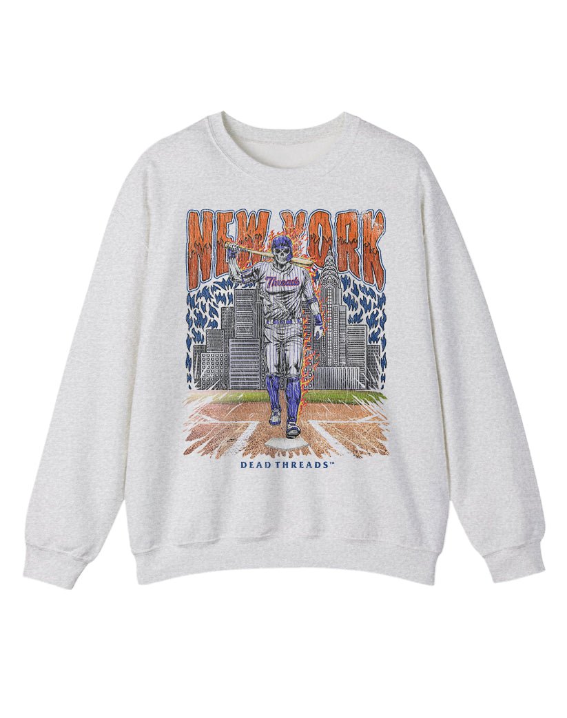 NEW YORK “QUEENS” BASEBALL CREWNECK SWEATSHIRT – Sweatshirt – Dead Threads Apparel