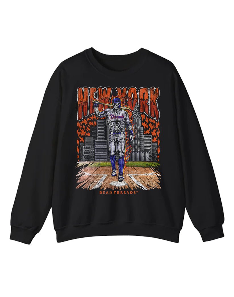 NEW YORK “QUEENS” BASEBALL CREWNECK SWEATSHIRT – Sweatshirt – Dead Threads Apparel
