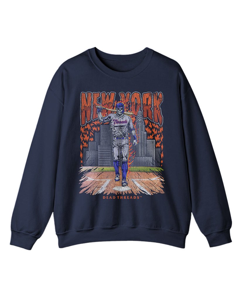 NEW YORK “QUEENS” BASEBALL CREWNECK SWEATSHIRT – Sweatshirt – Dead Threads Apparel