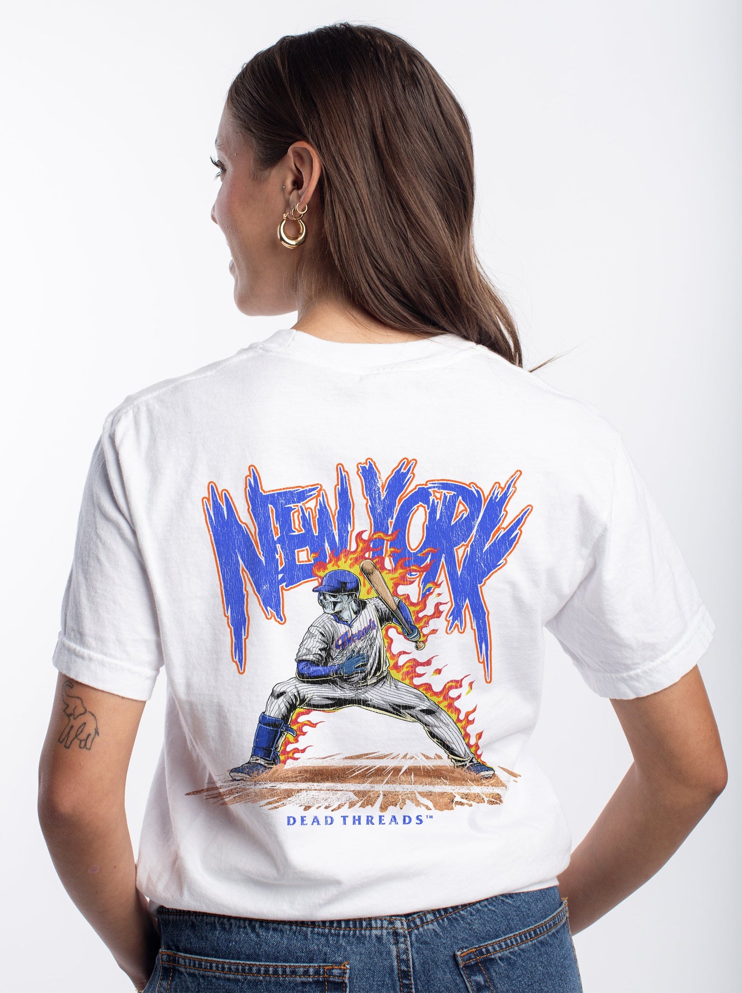 NEW YORK “QUEENS” BASEBALL v2 - “3 SKULL” PREMIUM T - SHIRT – T-Shirt – Dead Threads Apparel