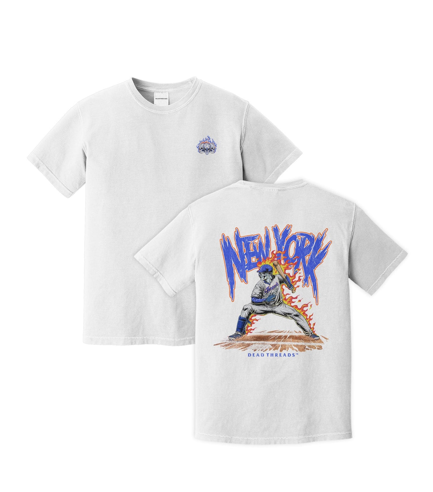 NEW YORK “QUEENS” BASEBALL v2 - “3 SKULL” PREMIUM T - SHIRT – T-Shirt – Dead Threads Apparel