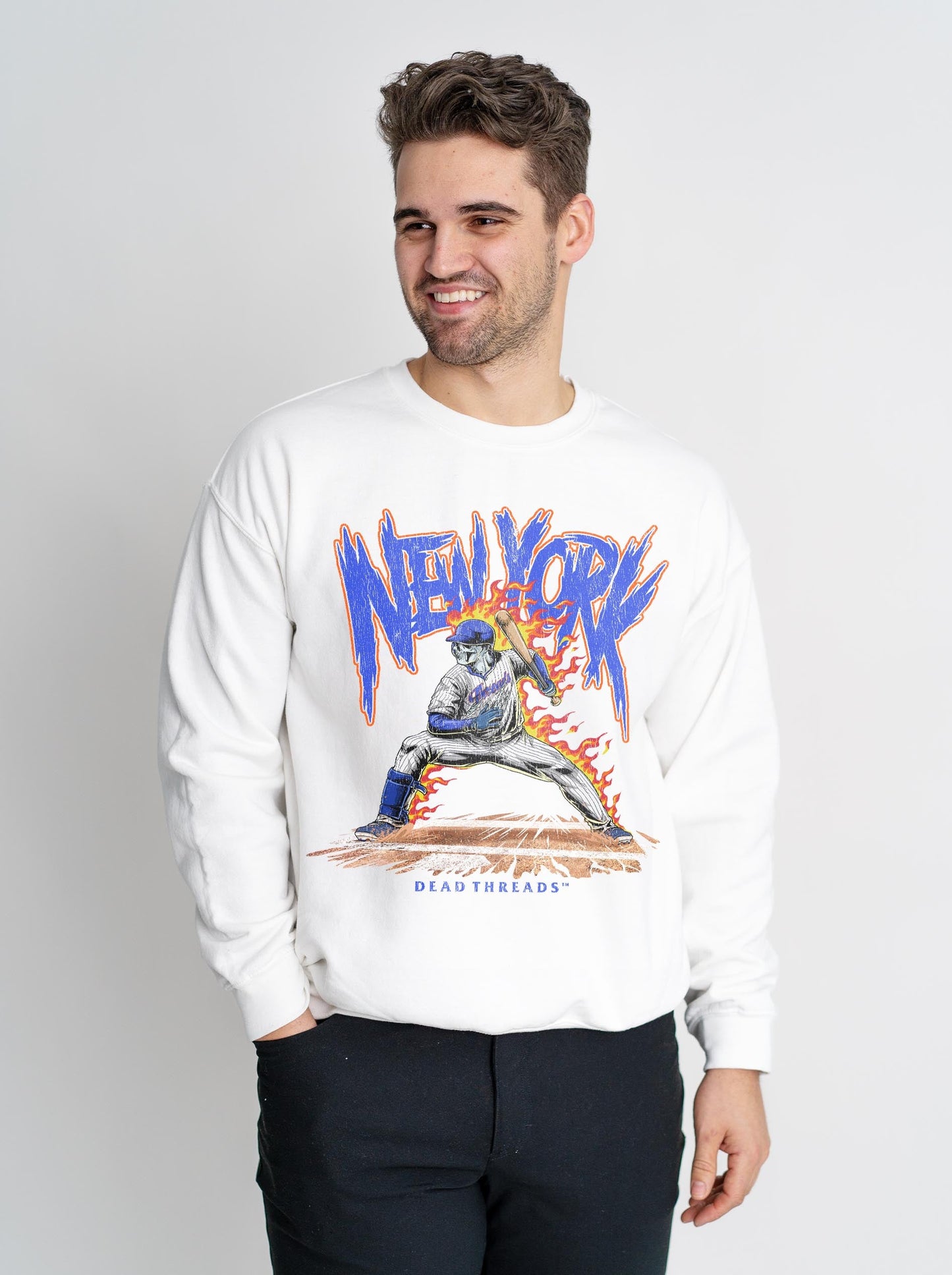 NEW YORK “QUEENS” BASEBALL v2 CREWNECK SWEATSHIRT – Sweatshirt – Dead Threads Apparel