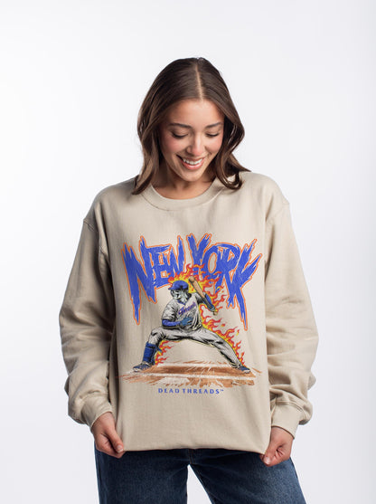 NEW YORK “QUEENS” BASEBALL v2 CREWNECK SWEATSHIRT – Sweatshirt – Dead Threads Apparel