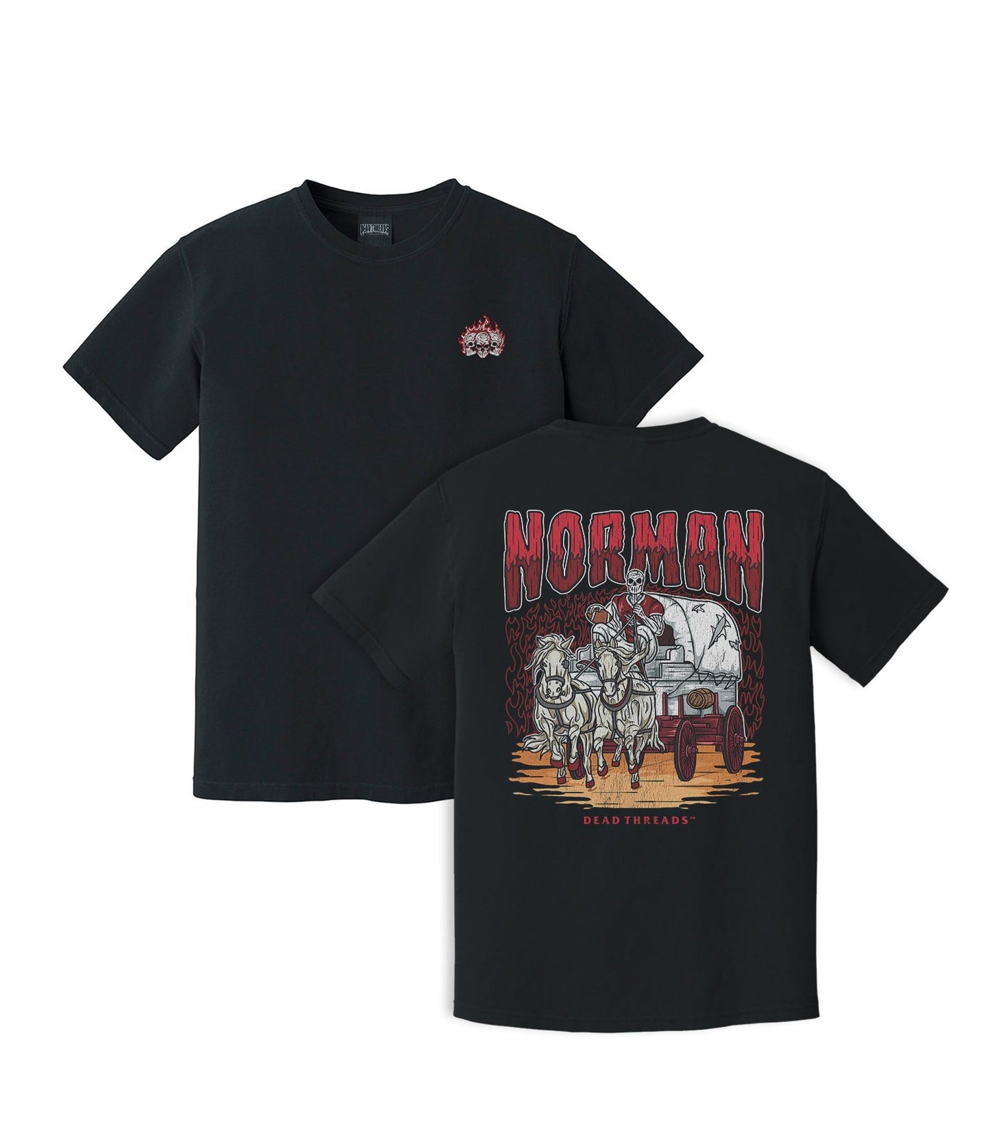 NORMAN FOOTBALL - “3 SKULL” PREMIUM T - SHIRT – T-Shirt – Dead Threads Apparel