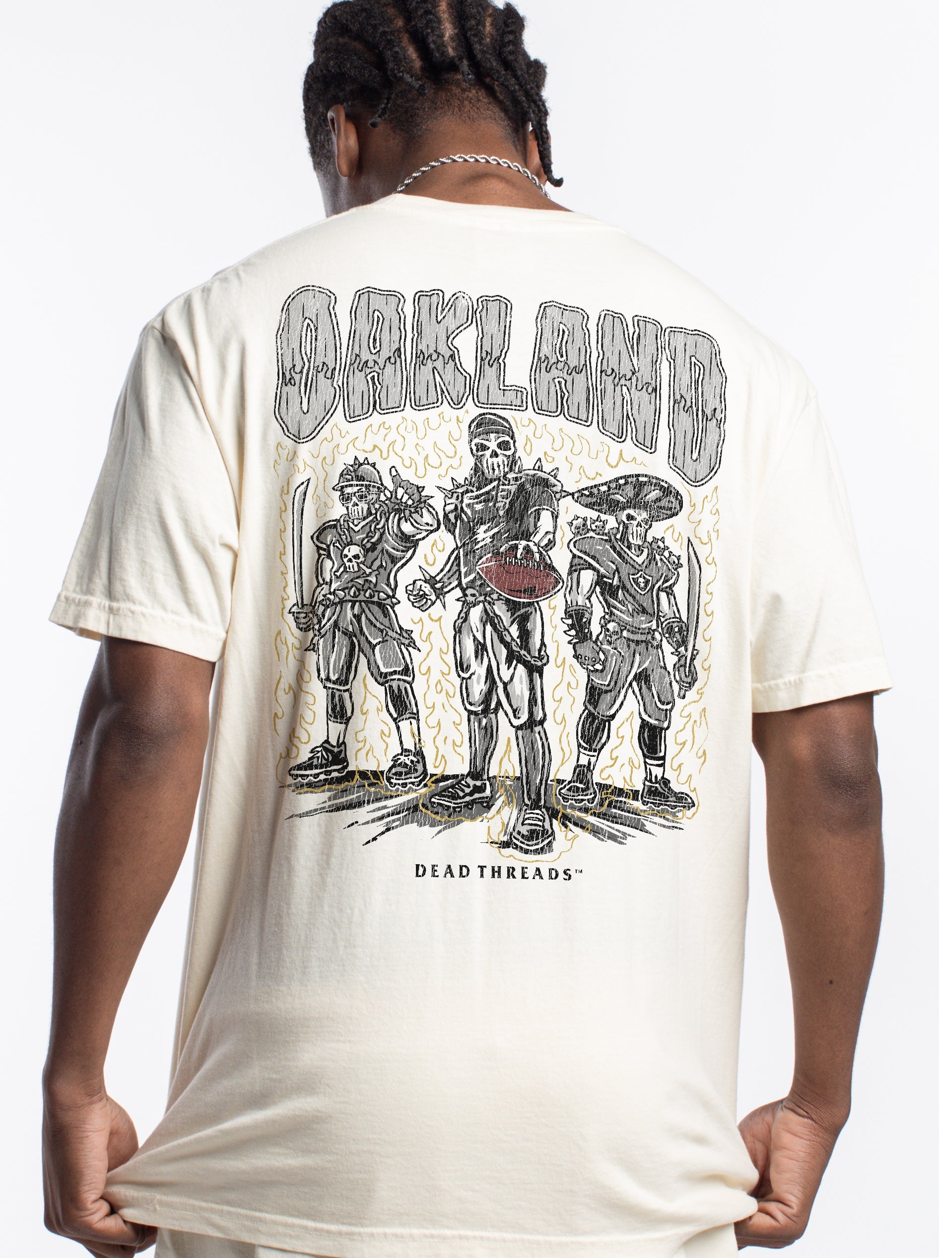 OAKLAND FOOTBALL - “3 SKULL” PREMIUM T - SHIRT – T-Shirt – Dead Threads Apparel