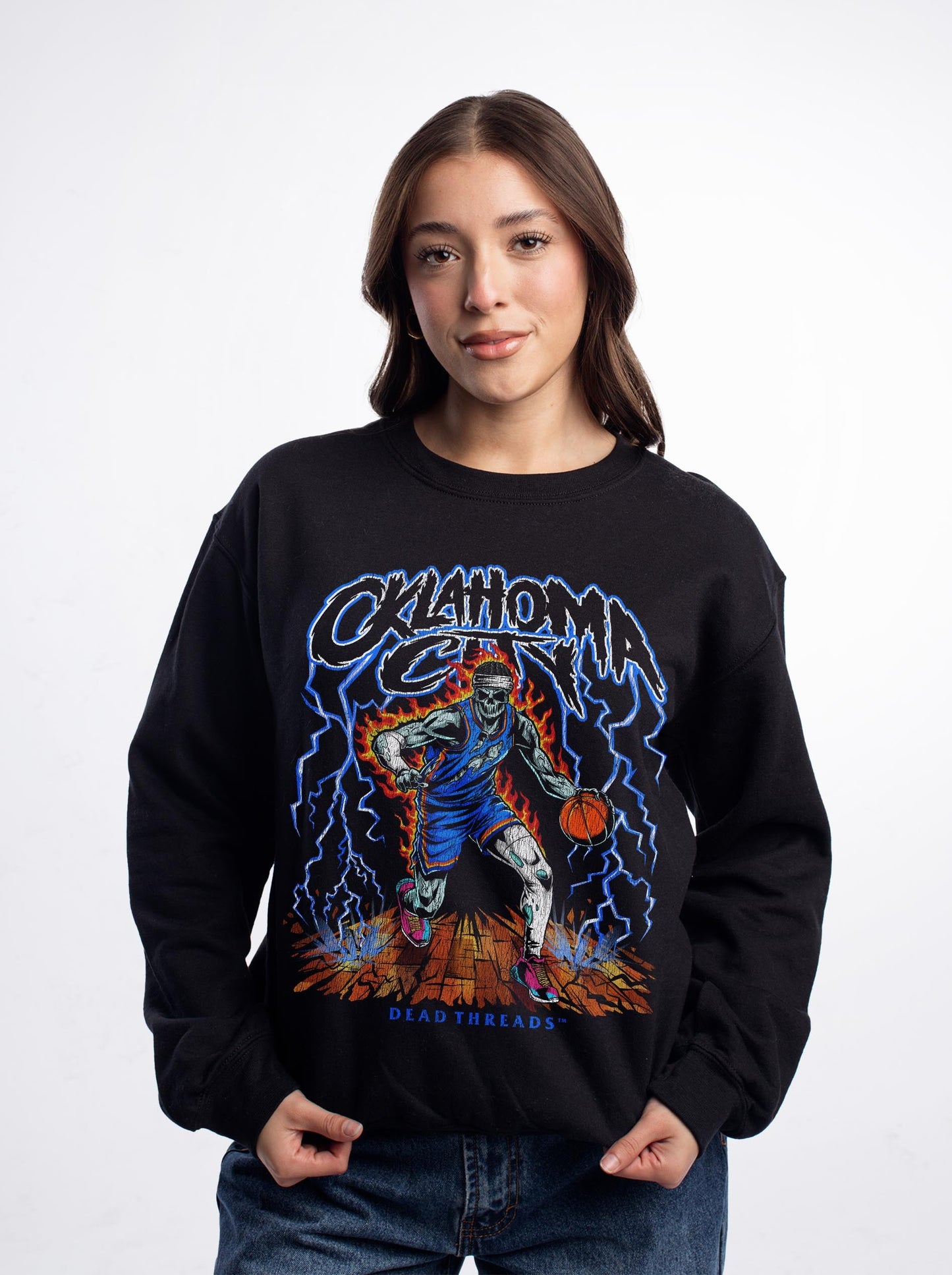 OKLAHOMA CITY "BLUE" BASKETBALL CREWNECK SWEATSHIRT – Sweatshirt – Dead Threads Apparel