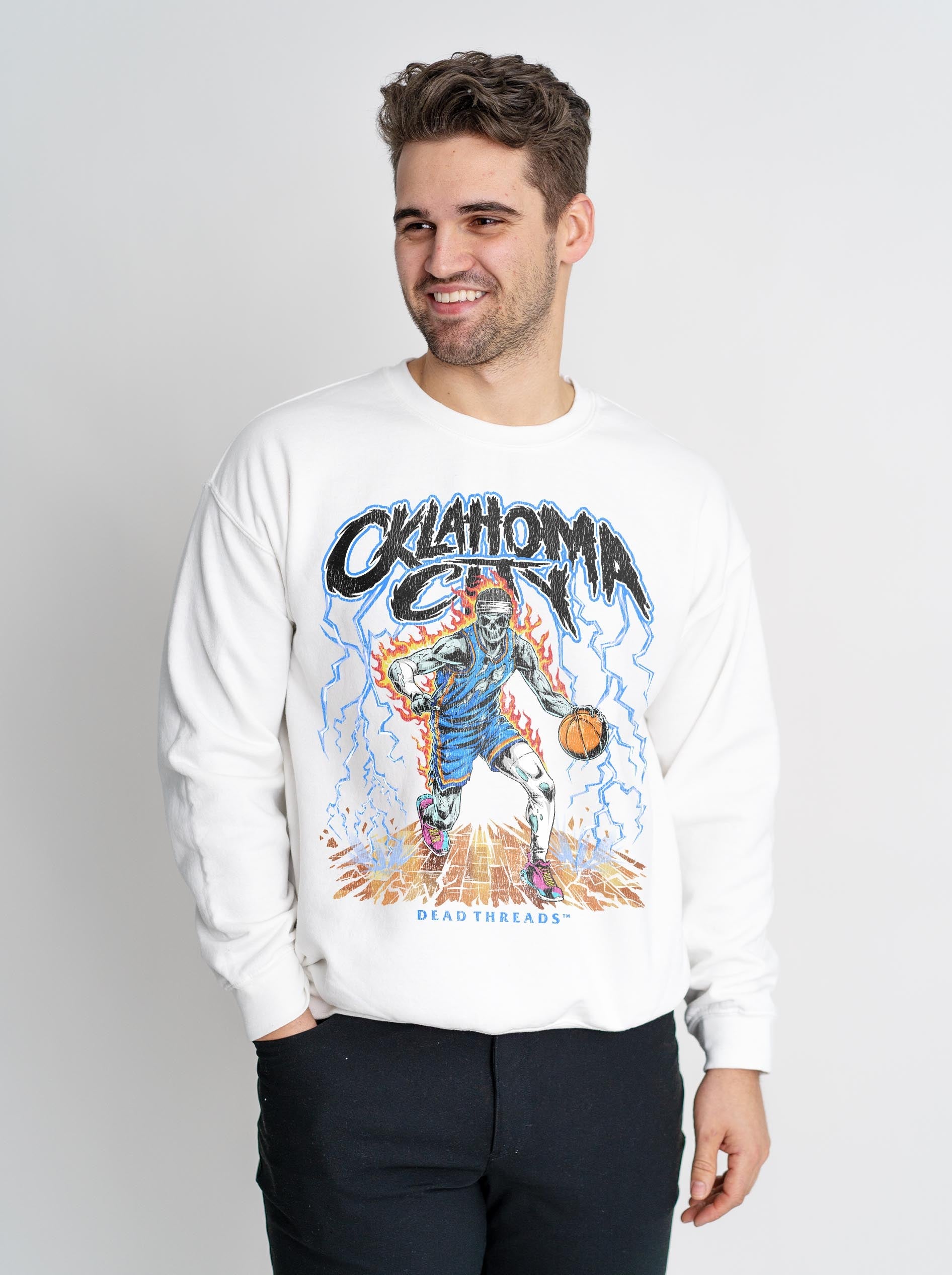 OKLAHOMA CITY "BLUE" BASKETBALL CREWNECK SWEATSHIRT – Sweatshirt – Dead Threads Apparel