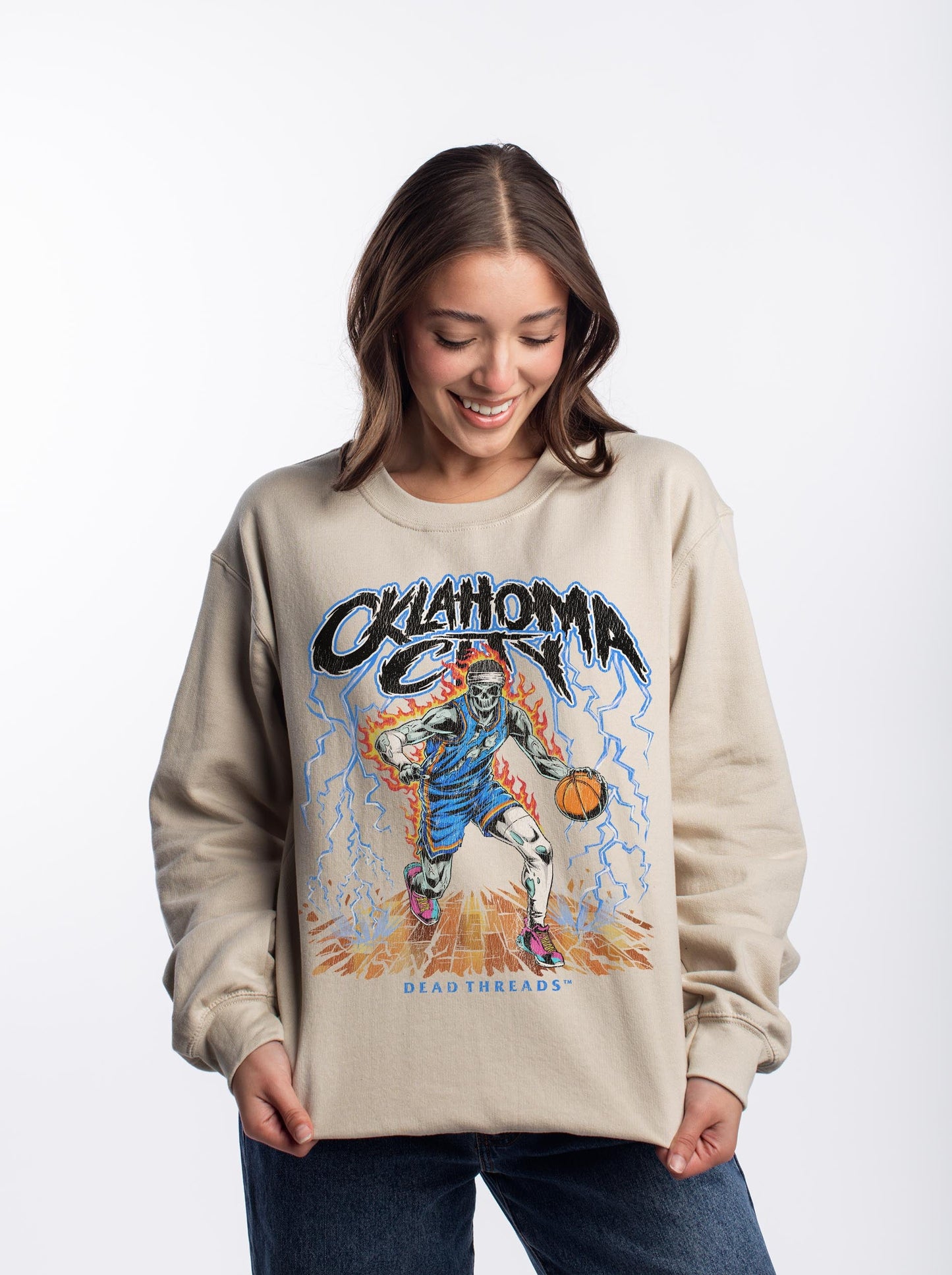 OKLAHOMA CITY "BLUE" BASKETBALL CREWNECK SWEATSHIRT – Sweatshirt – Dead Threads Apparel