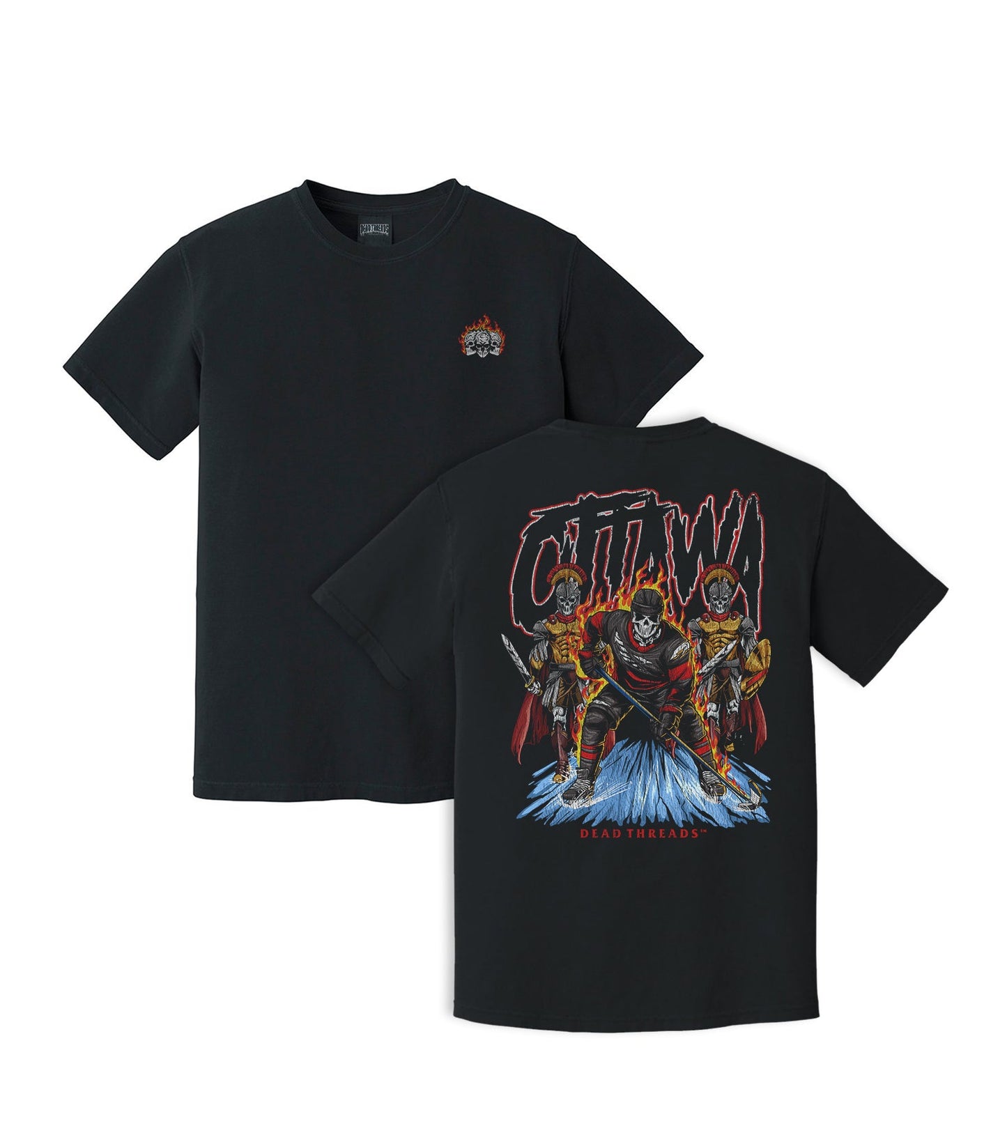 OTTAWA HOCKEY - “3 SKULL” PREMIUM T - SHIRT – T-Shirt – Dead Threads Apparel