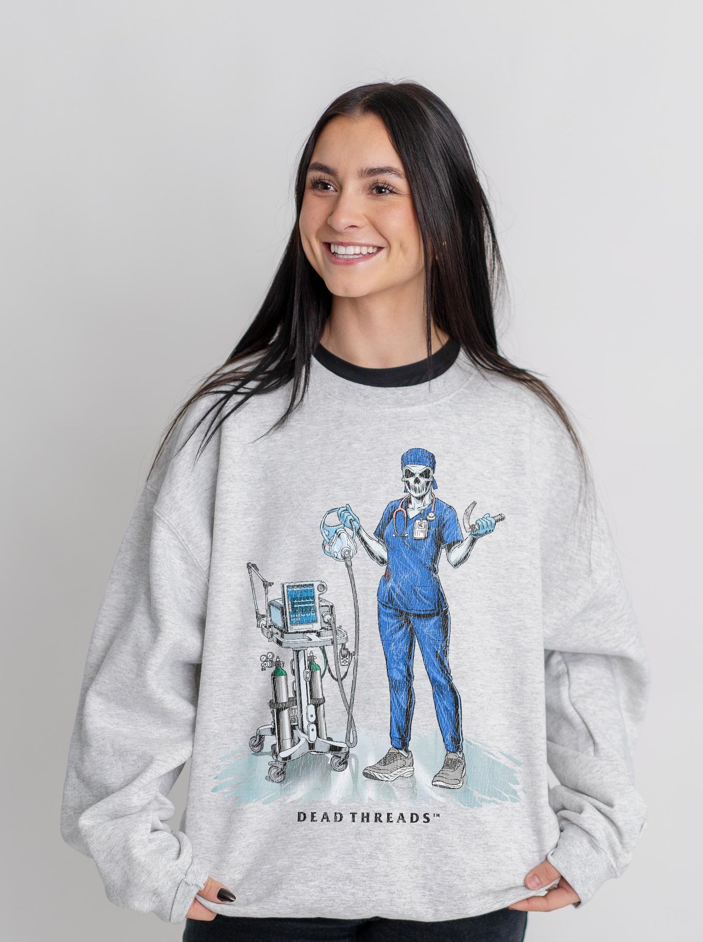 PEEP SHOW (RESPIRATORY THERAPIST, FEMALE) CREWNECK SWEATSHIRT – Sweatshirt – Dead Threads Apparel