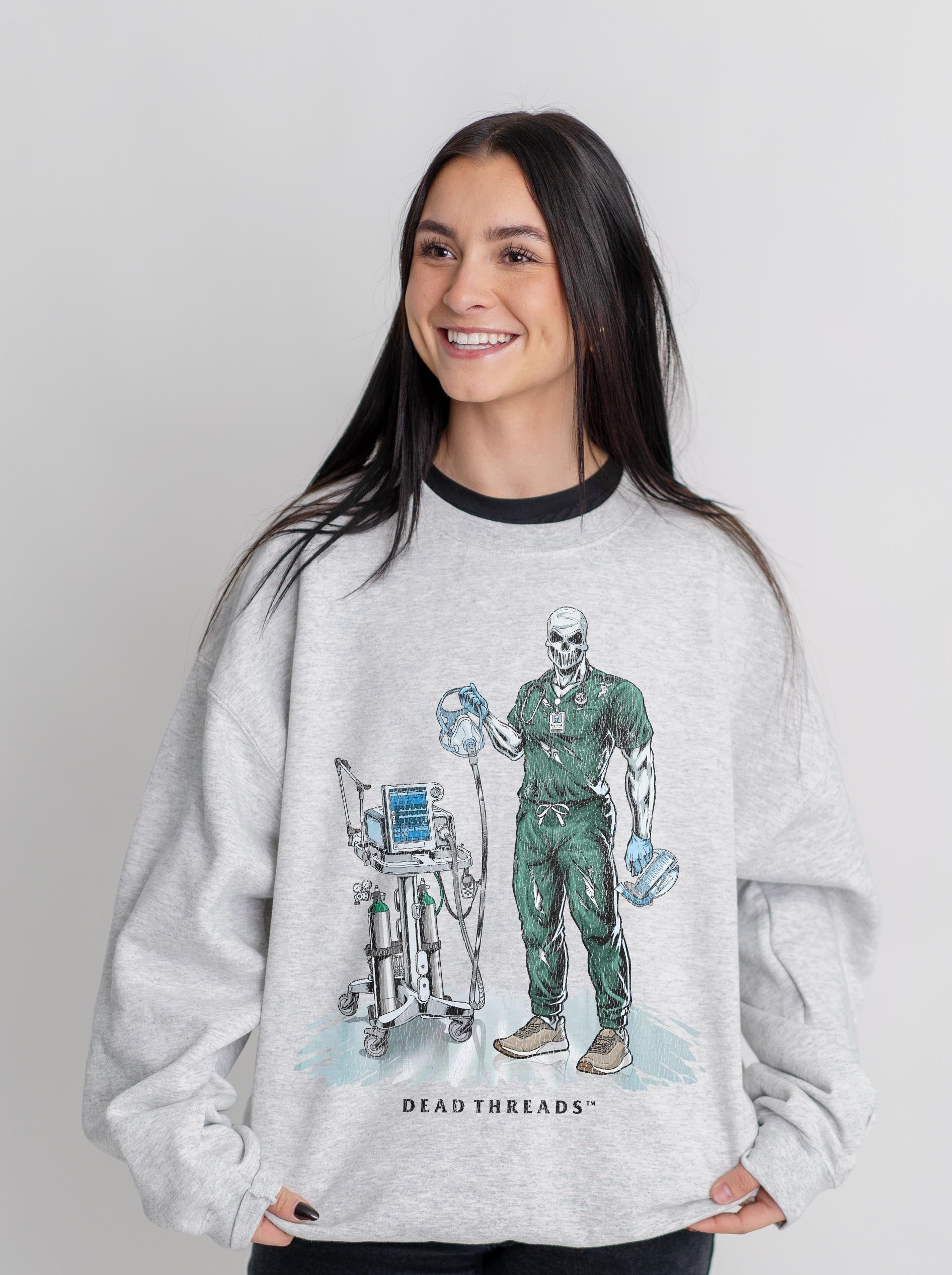 PEEP SHOW (RESPIRATORY THERAPIST, MALE) CREWNECK SWEATSHIRT – Sweatshirt – Dead Threads Apparel