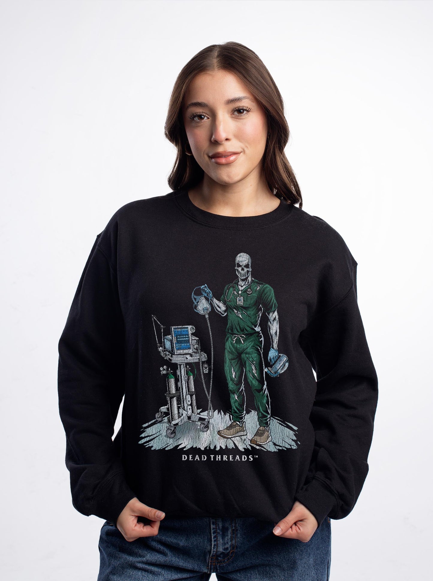 PEEP SHOW (RESPIRATORY THERAPIST, MALE) CREWNECK SWEATSHIRT – Sweatshirt – Dead Threads Apparel