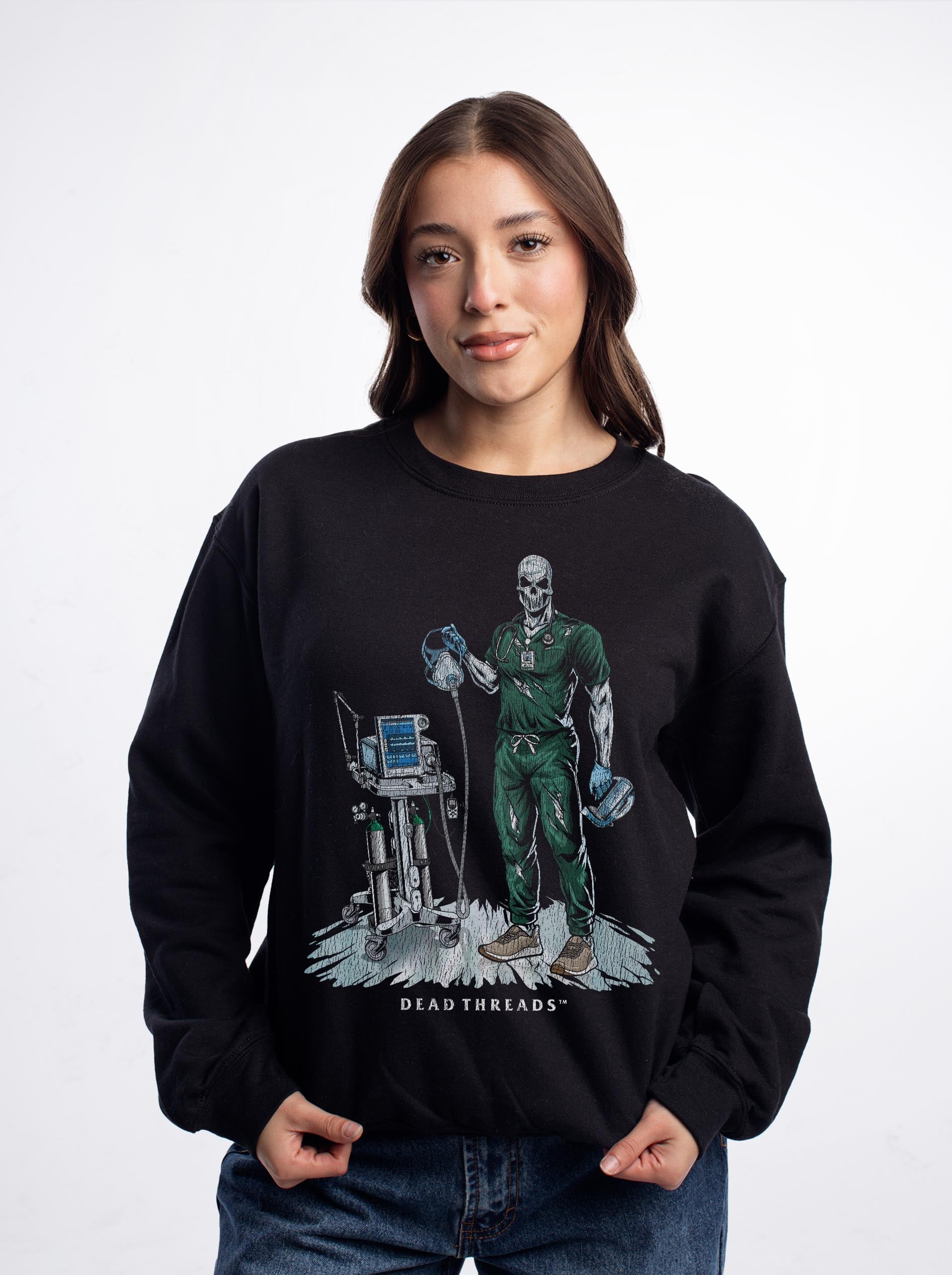 PEEP SHOW (RESPIRATORY THERAPIST, MALE) CREWNECK SWEATSHIRT – Sweatshirt – Dead Threads Apparel