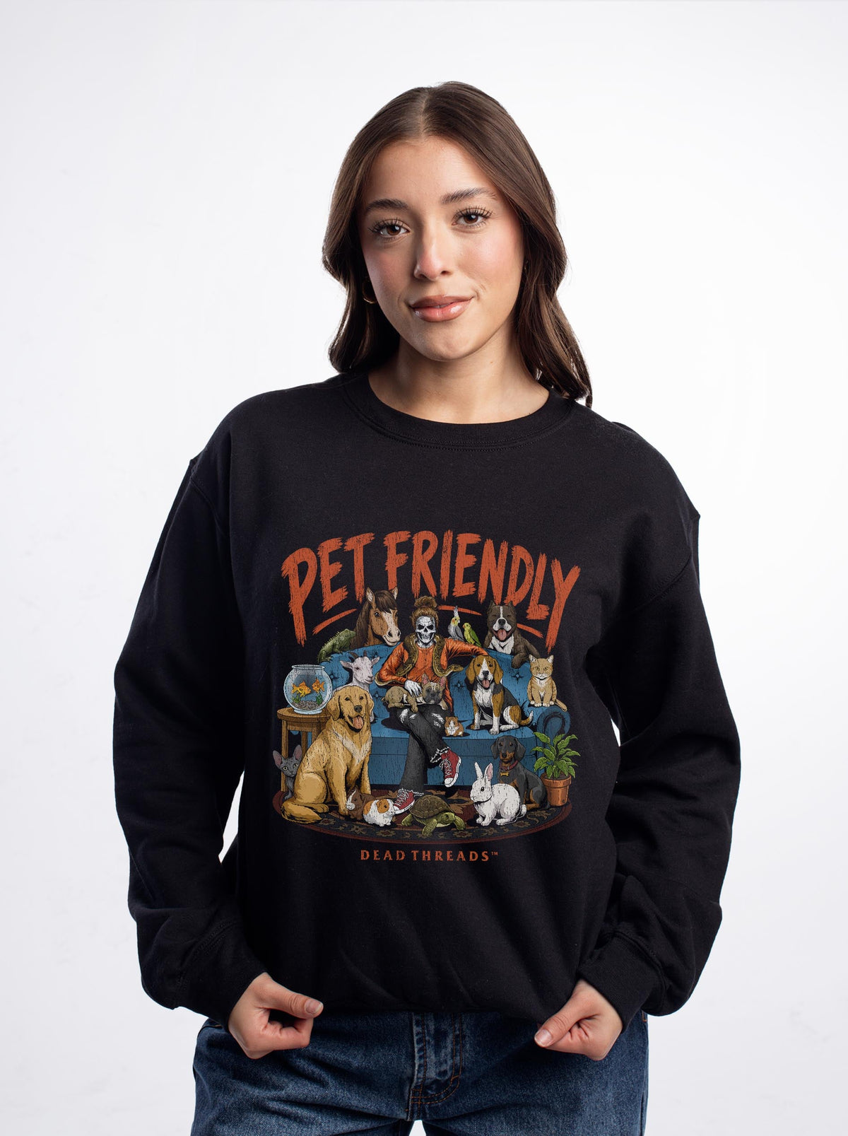 PET FRIENDLY (FEMALE) - CREWNECK SWEATSHIRT – Sweatshirt – Dead Threads Apparel