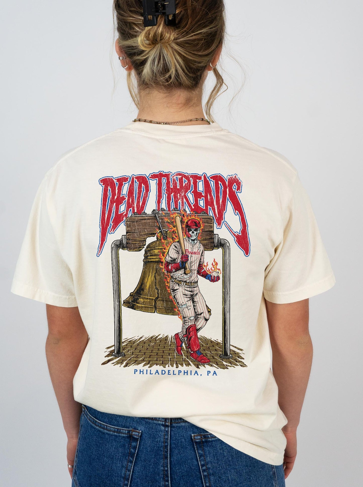 PHILADELPHIA BASEBALL - "3 SKULL" PREMIUM T - SHIRT – T-Shirt – Dead Threads Apparel