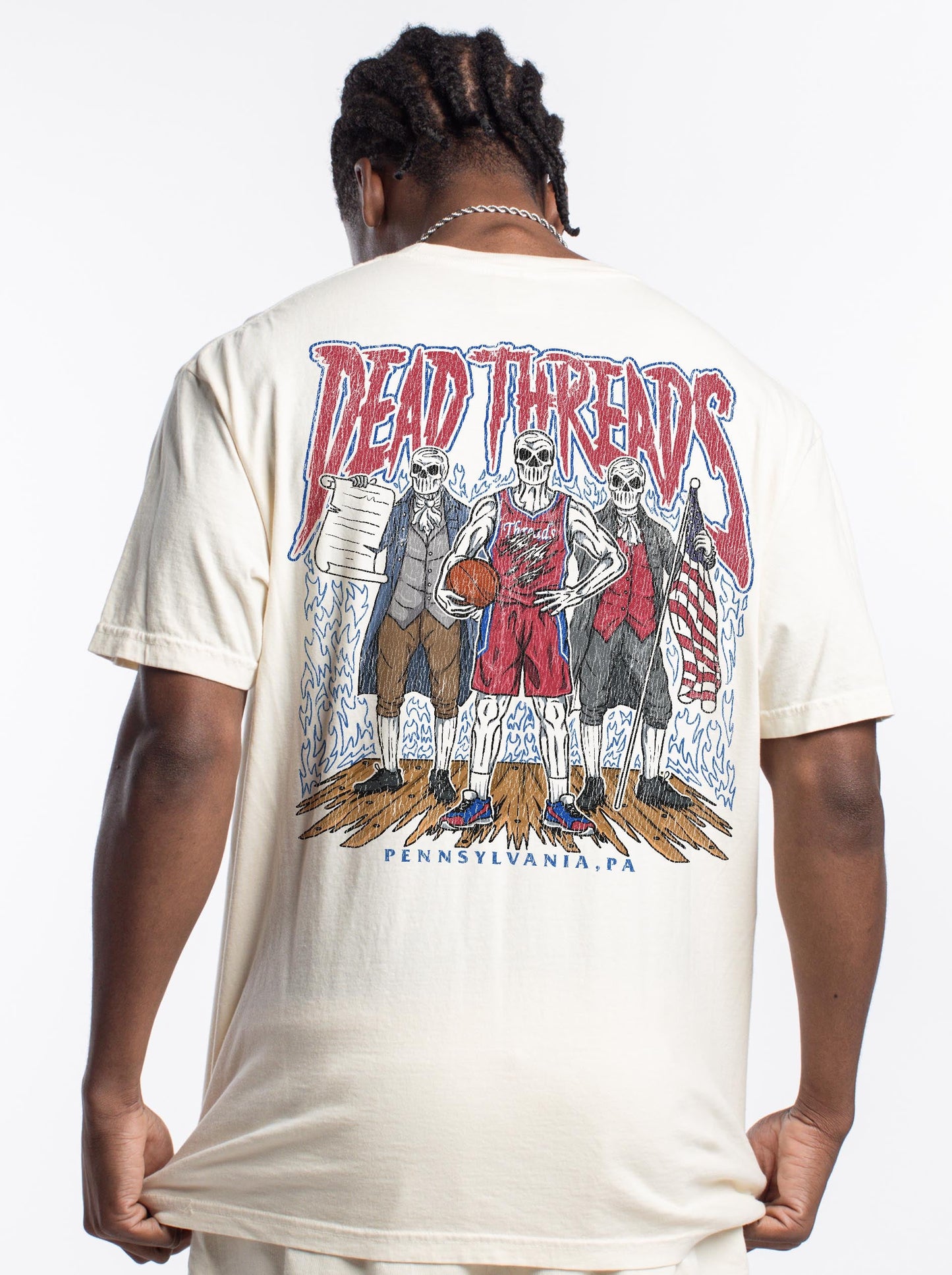 PHILADELPHIA BASKETBALL - “3 SKULL” PREMIUM T - SHIRT – T-Shirt – Dead Threads Apparel