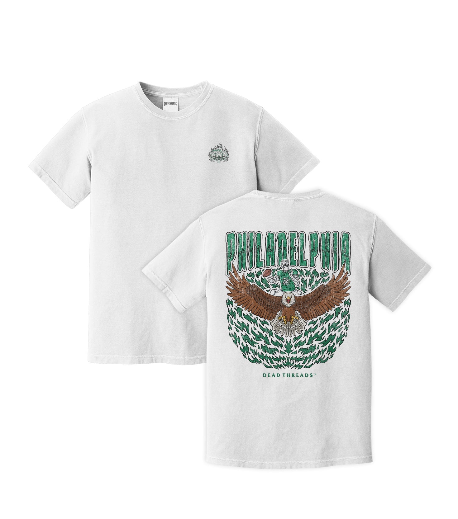 PHILADELPHIA FOOTBALL v1 - “3 SKULL” PREMIUM T - SHIRT – T-Shirt – Dead Threads Apparel