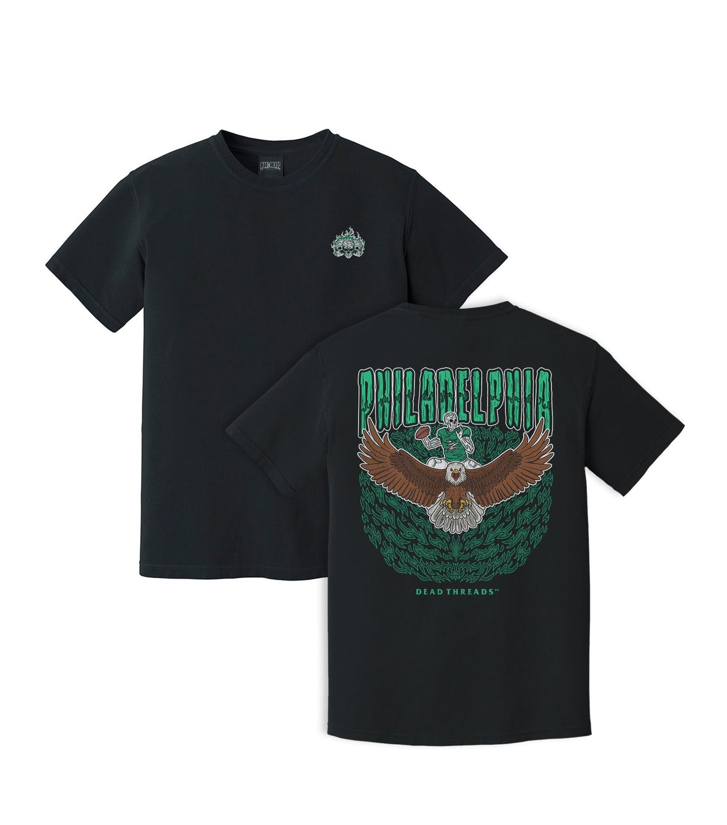 PHILADELPHIA FOOTBALL v1 - “3 SKULL” PREMIUM T - SHIRT – T-Shirt – Dead Threads Apparel