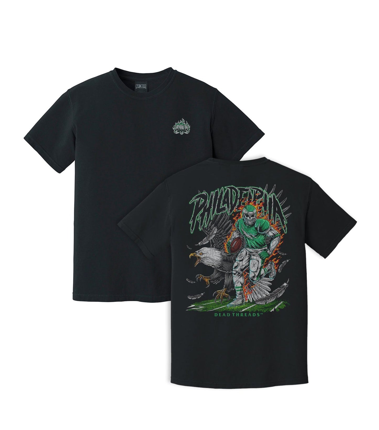 PHILADELPHIA FOOTBALL v2 - “3 SKULL” PREMIUM T - SHIRT – T-Shirt – Dead Threads Apparel