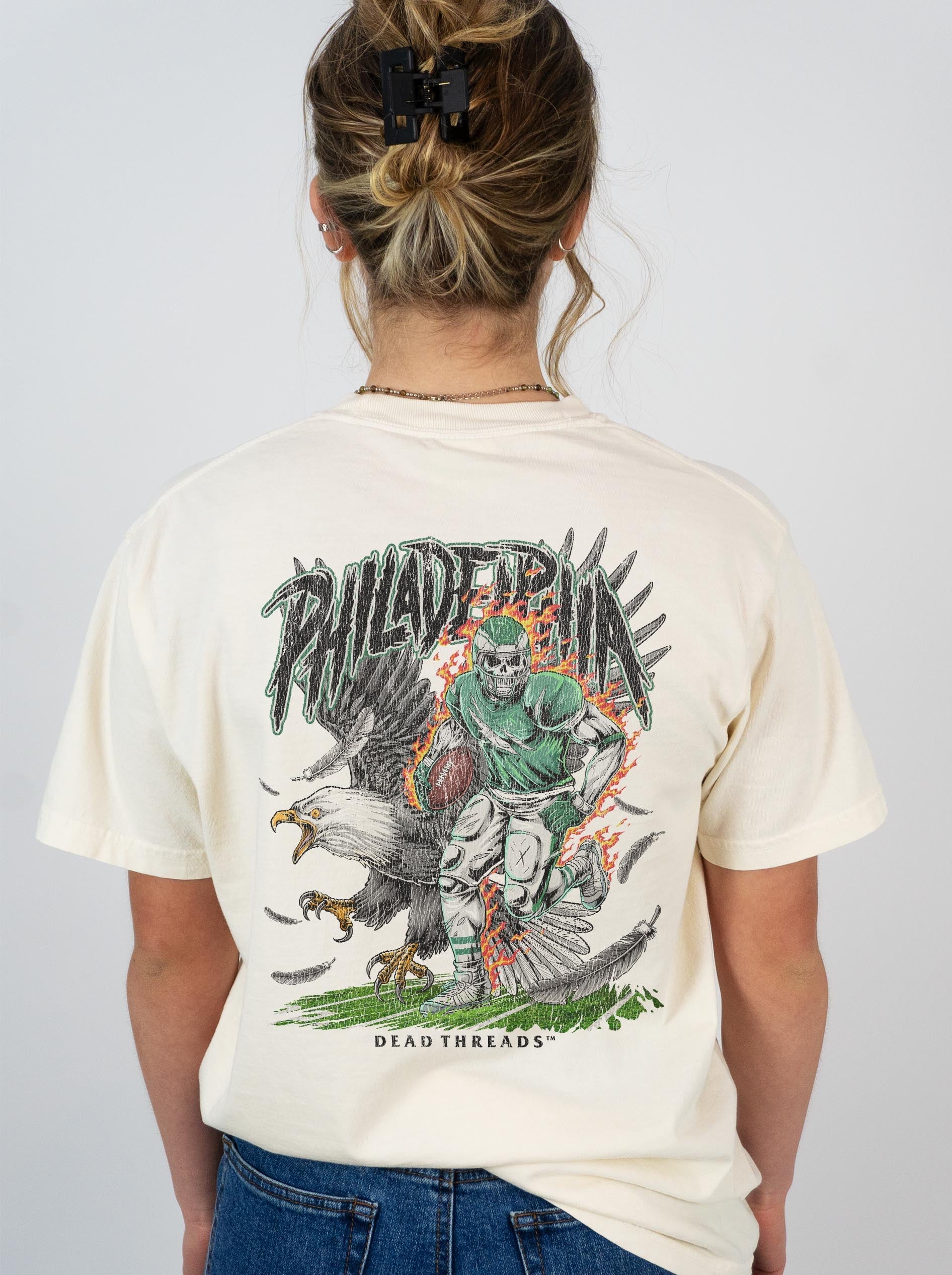 PHILADELPHIA FOOTBALL v2 - “3 SKULL” PREMIUM T - SHIRT – T-Shirt – Dead Threads Apparel