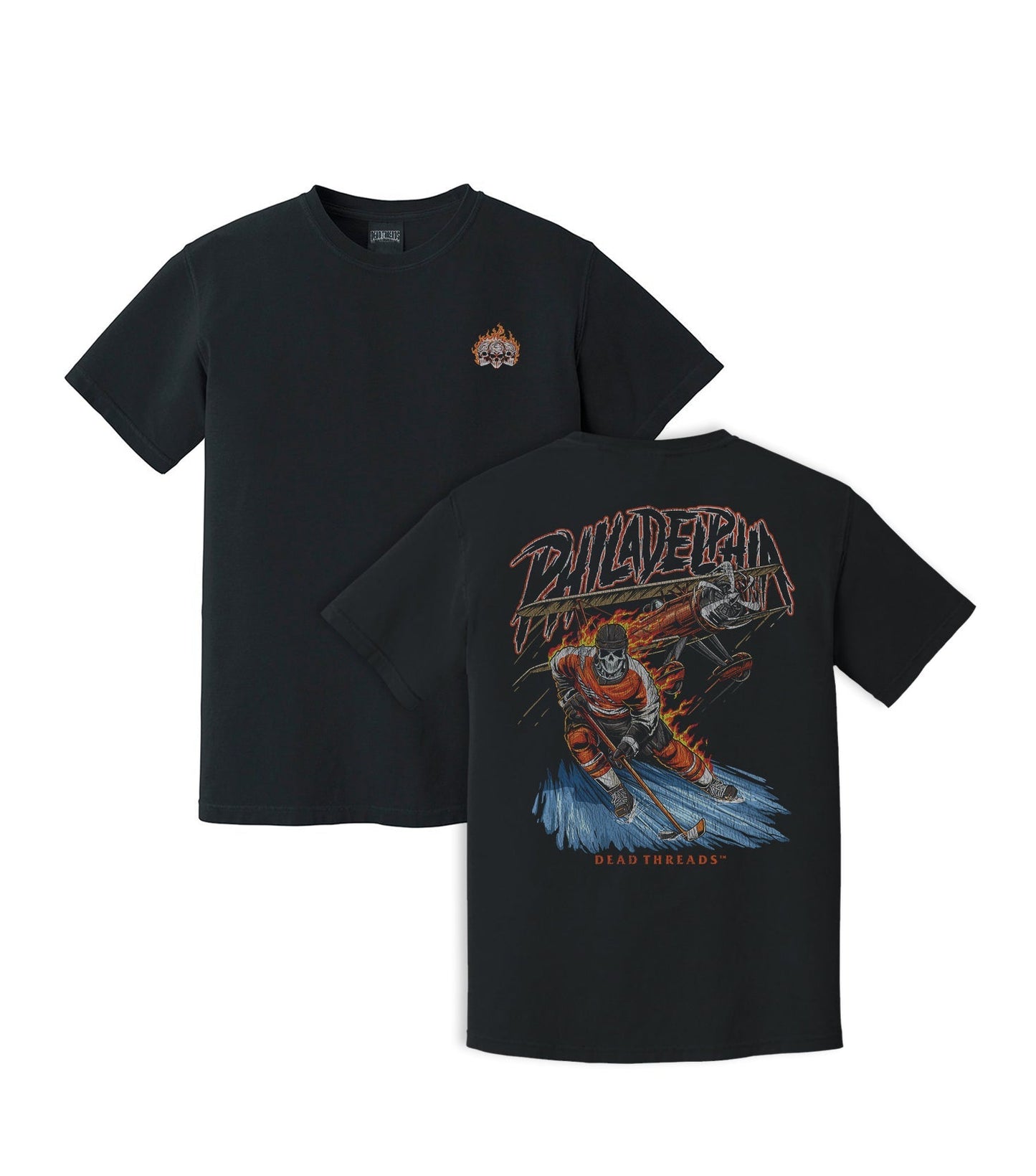 PHILADELPHIA HOCKEY - “3 SKULL” PREMIUM T - SHIRT – T-Shirt – Dead Threads Apparel