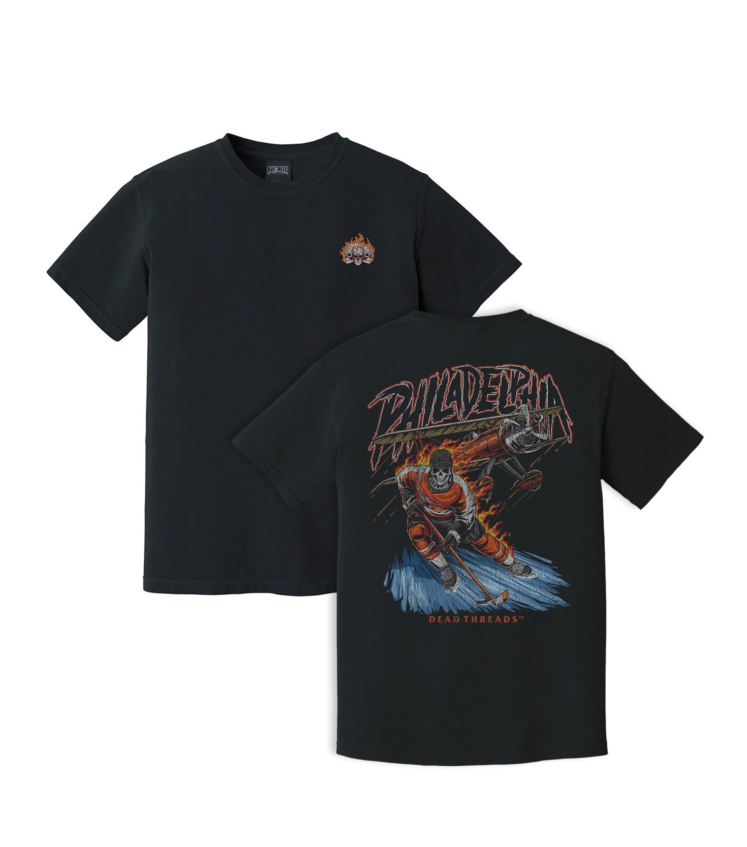 PHILADELPHIA HOCKEY - “3 SKULL” PREMIUM T - SHIRT – T-Shirt – Dead Threads Apparel