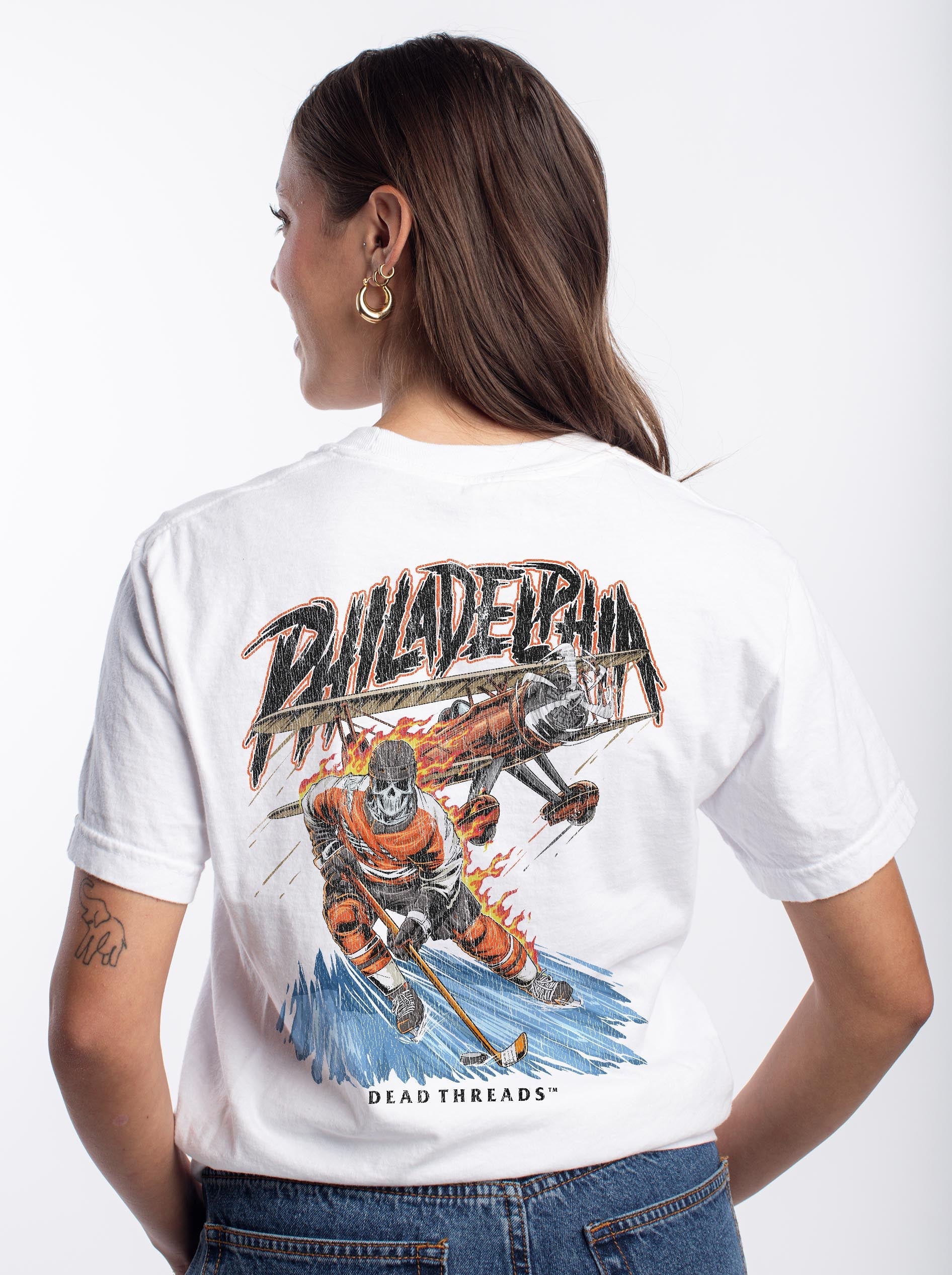 PHILADELPHIA HOCKEY - “3 SKULL” PREMIUM T - SHIRT – T-Shirt – Dead Threads Apparel